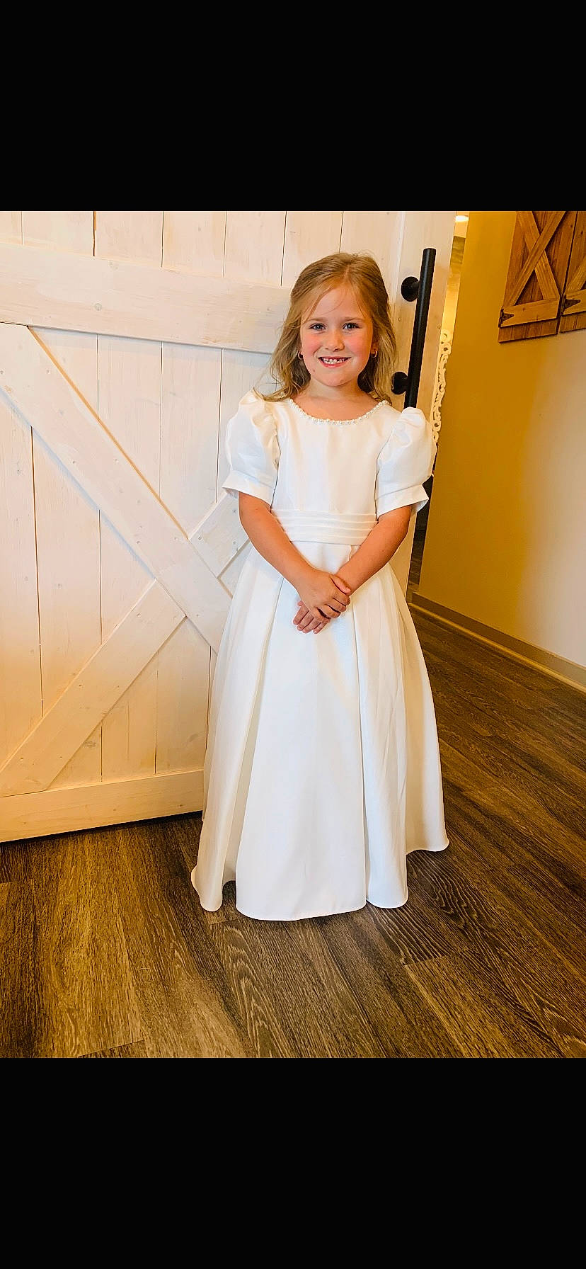 Maggie is registered to the contest to win money with this photo: arm, bridal_clothing, bridal_party_dress, day_dress, dress, fashion_design, flash_photography, flooring, formal_wear, gown, hair, happy, joy, neck, one_piece_garment, person, picture_frame, shoulder, sleeve, smile