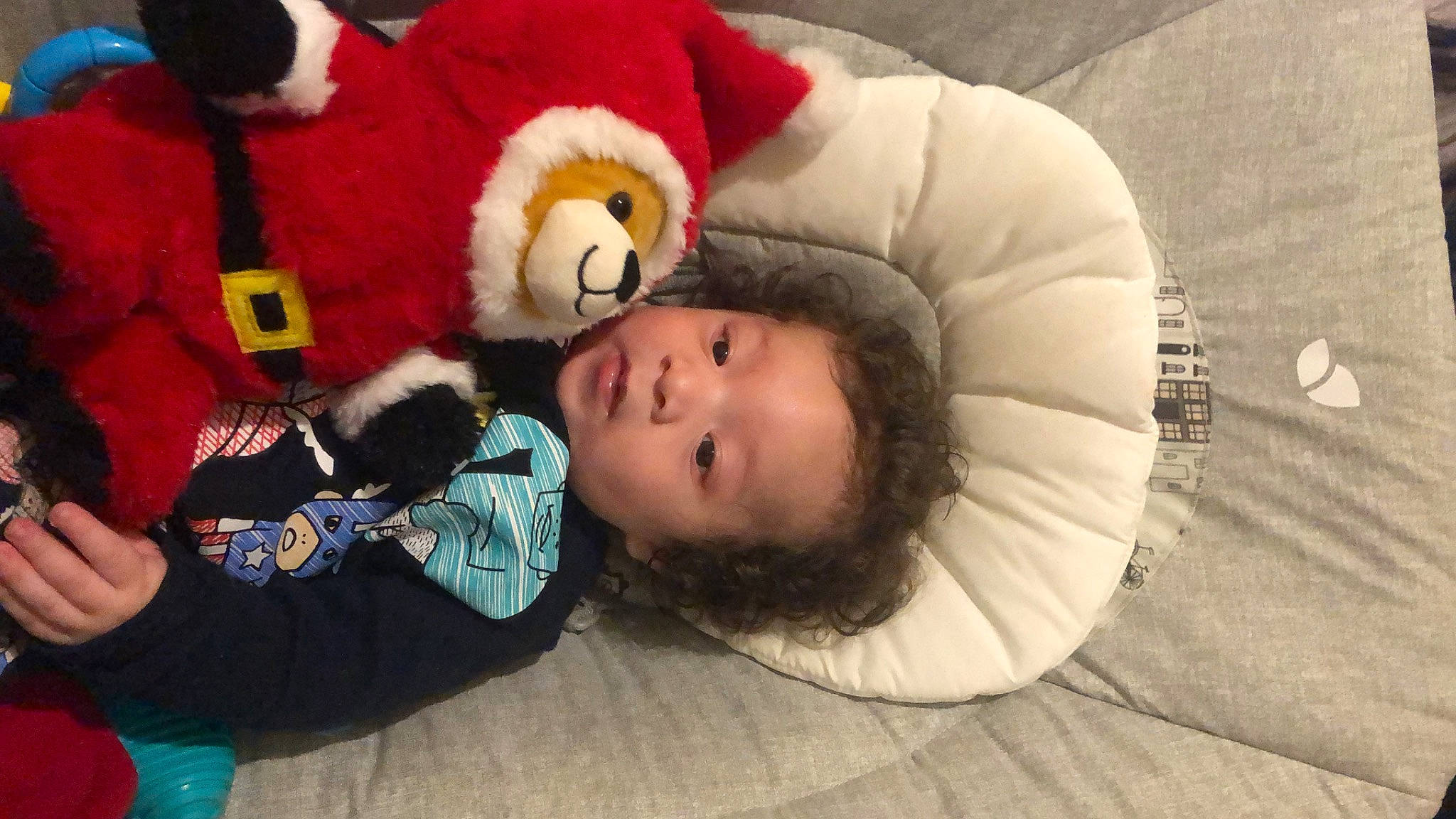 Riley joined the competition — help win amazing prizes! baby, baby_toddler_clothing, child, comfort, couch, face, fun, fur, happy, lap, linens, mammal, person, plush, room, stuffed_toy, teddy_bear, textile, toddler, toy