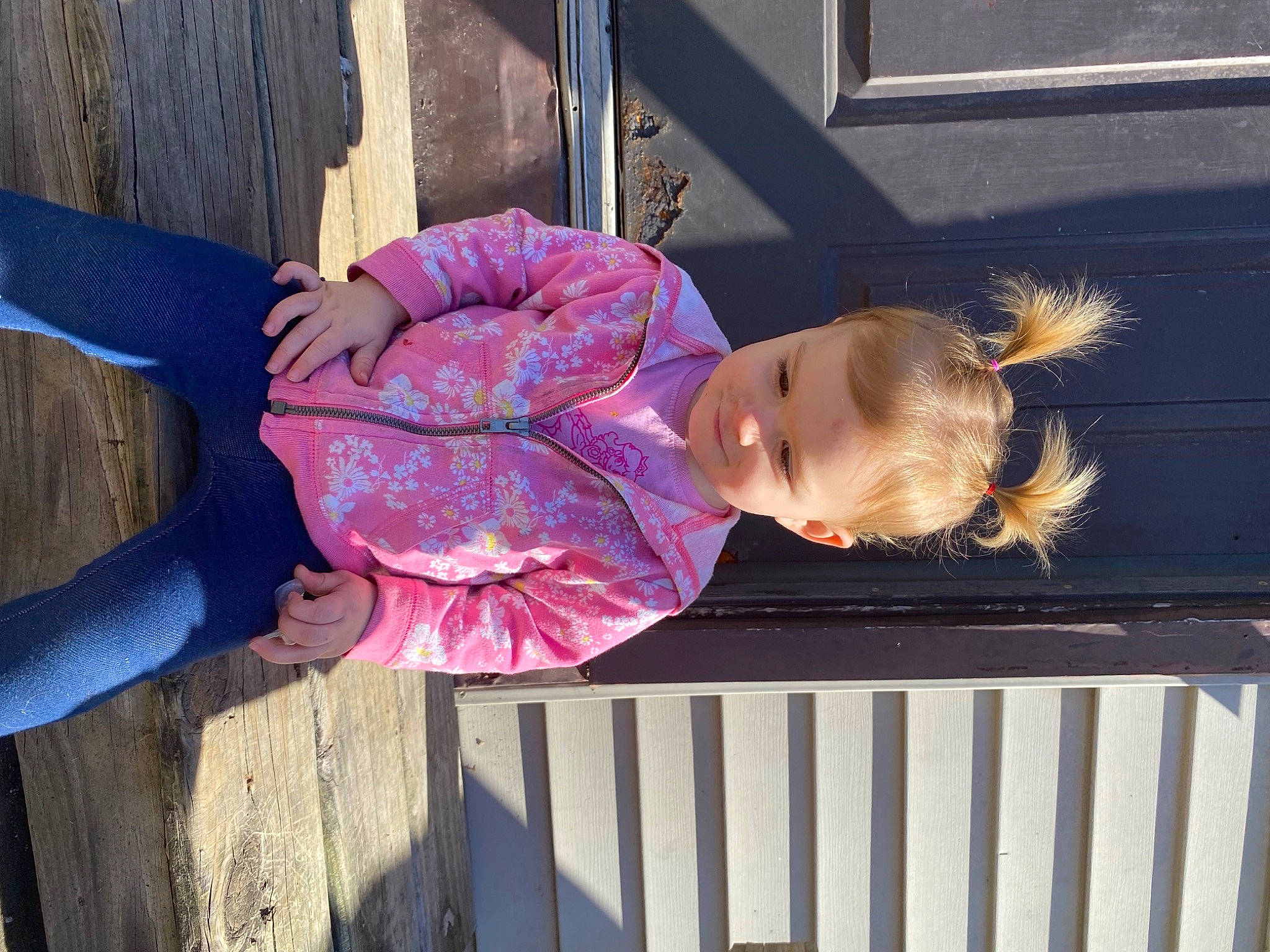 Gracelynn joined the competition — help win amazing prizes! arm, baby, baby_products, baby_toddler_clothing, child, clothing, fun, magenta, person, pink, toddler, tree, vacation, wood