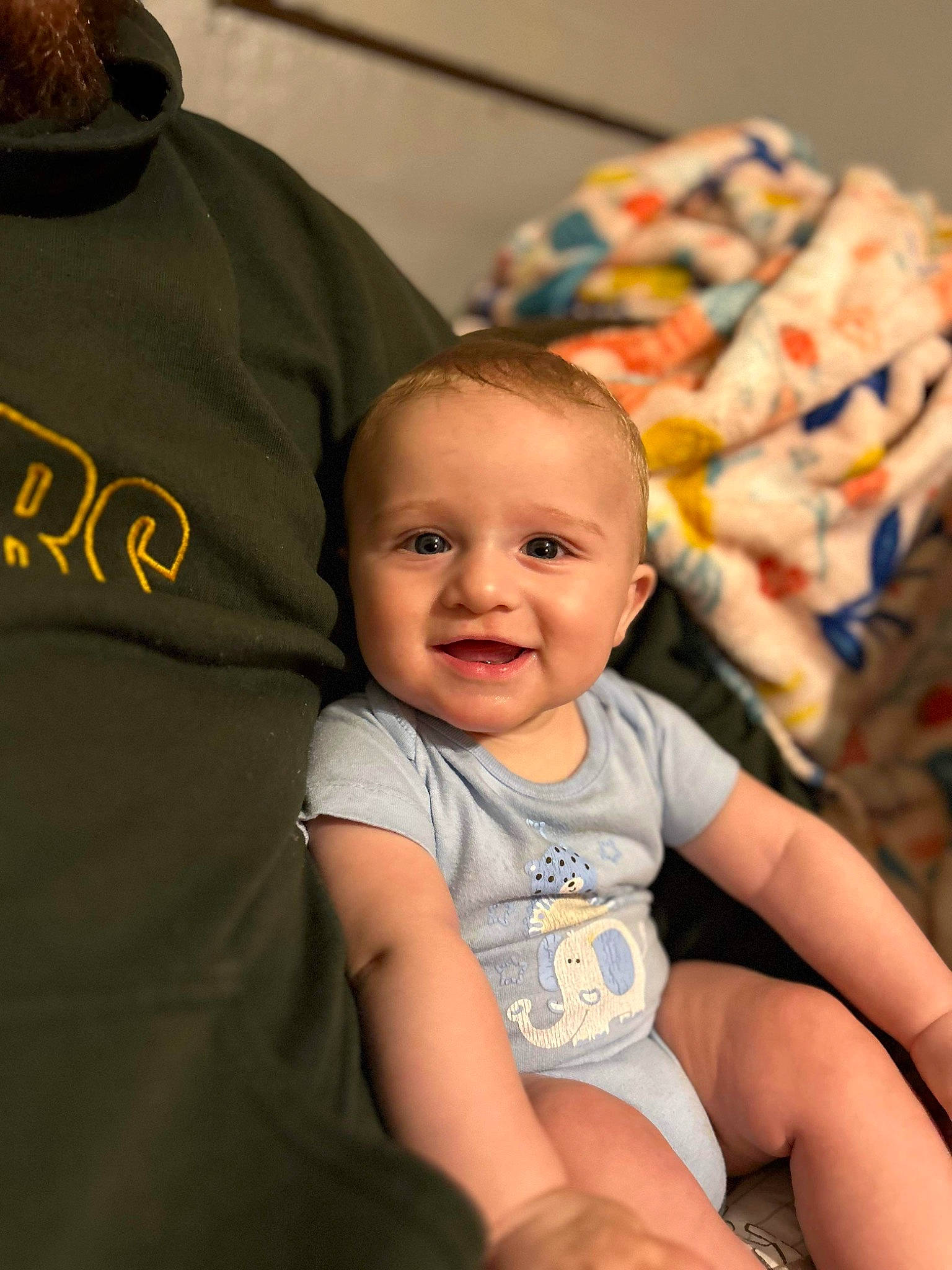 Carsyn is registered to the contest to win money with this photo: baby, baby_toddler_clothing, cheek, child, chin, comfort, event, facial_expression, finger, fun, hand, happy, human_leg, joy, person, skin, sleeve, smile, standing, t_shirt