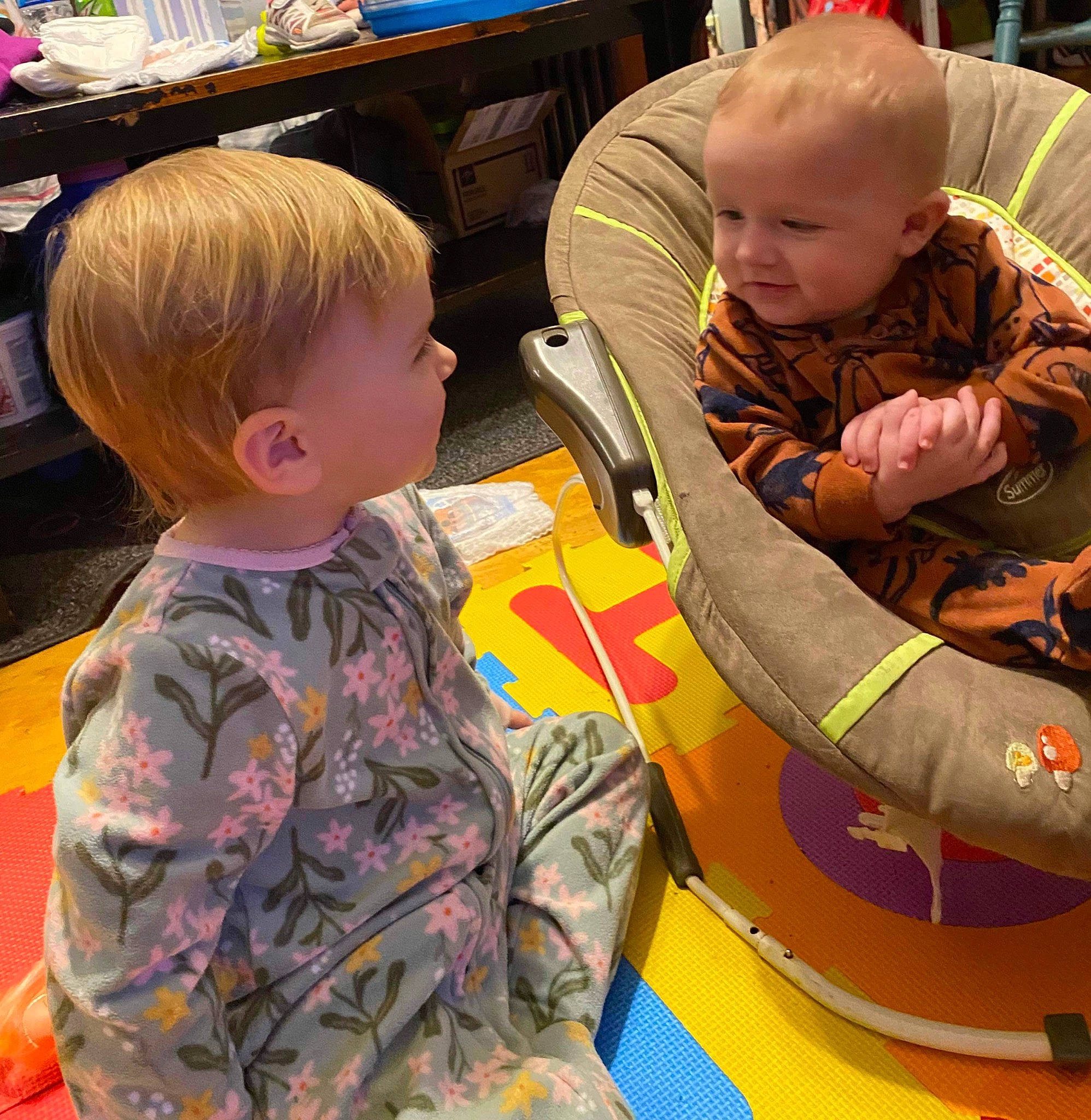 Carsyn is registered to the contest to win money with this photo: baby, baby_products, chair, child, comfort, fun, games, head, lap, learning, leisure, mammal, person, play, recreation, room, sharing, sitting, t_shirt, toddler