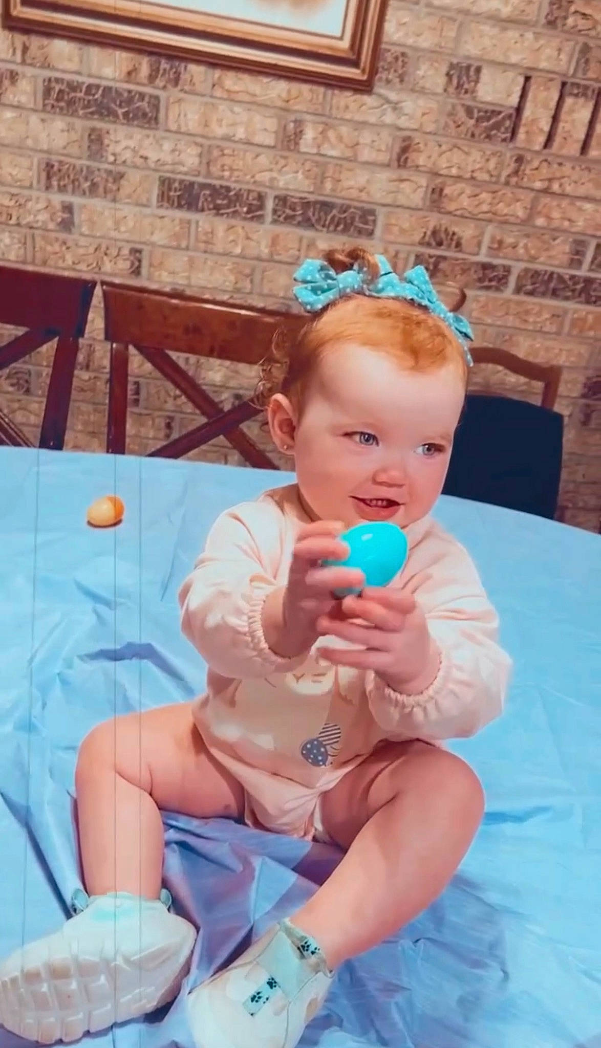 Scarlett is registered to the contest to win money with this photo: abdomen, aqua, azure, baby, baby_toddler_clothing, bathing, blue, chest, child, fun, hairstyle, happy, human_leg, leisure, person, pink, shorts, skin, thigh, toddler