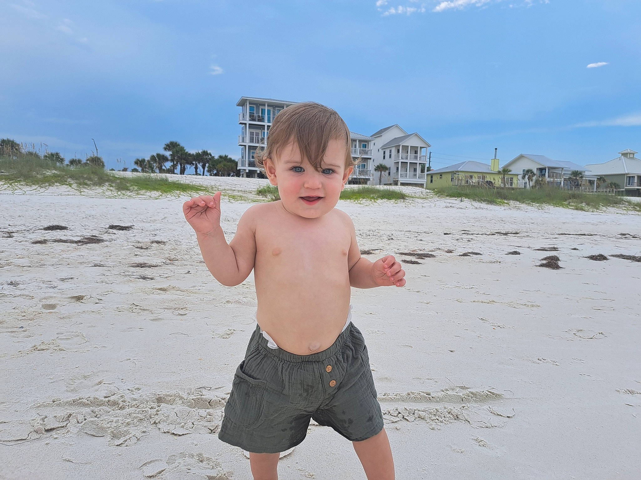 Atlas joined the competition — help win amazing prizes! barechested, barefoot, beach, board_short, chest, cloud, fun, gesture, happy, holiday, joy, leg, people_in_nature, people_on_beach, person, shore, sky, sleeve, toddler, travel