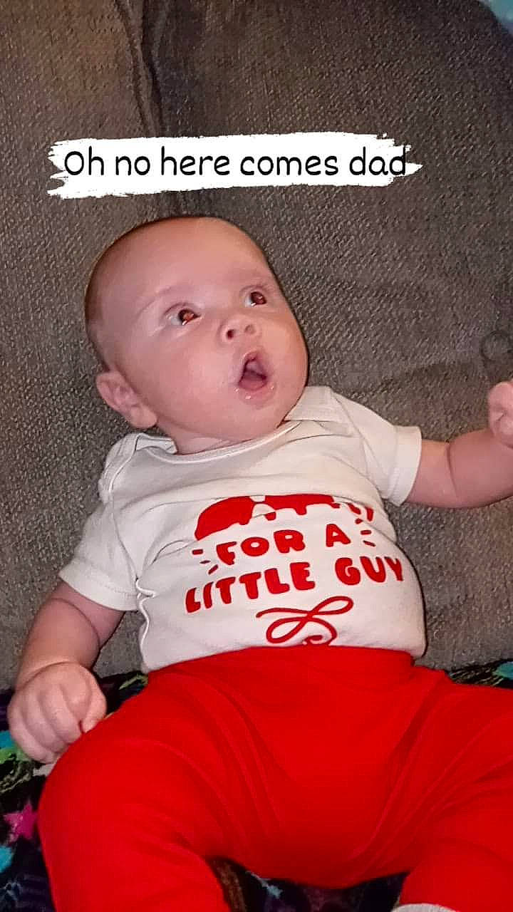 Nolan joined the competition — help win amazing prizes! baby, baby_products, baby_toddler_clothing, cheek, child, comfort, finger, happy, lip, mouth, neck, nose, pattern, person, pink, product, sitting, skin, sleeve, surprise