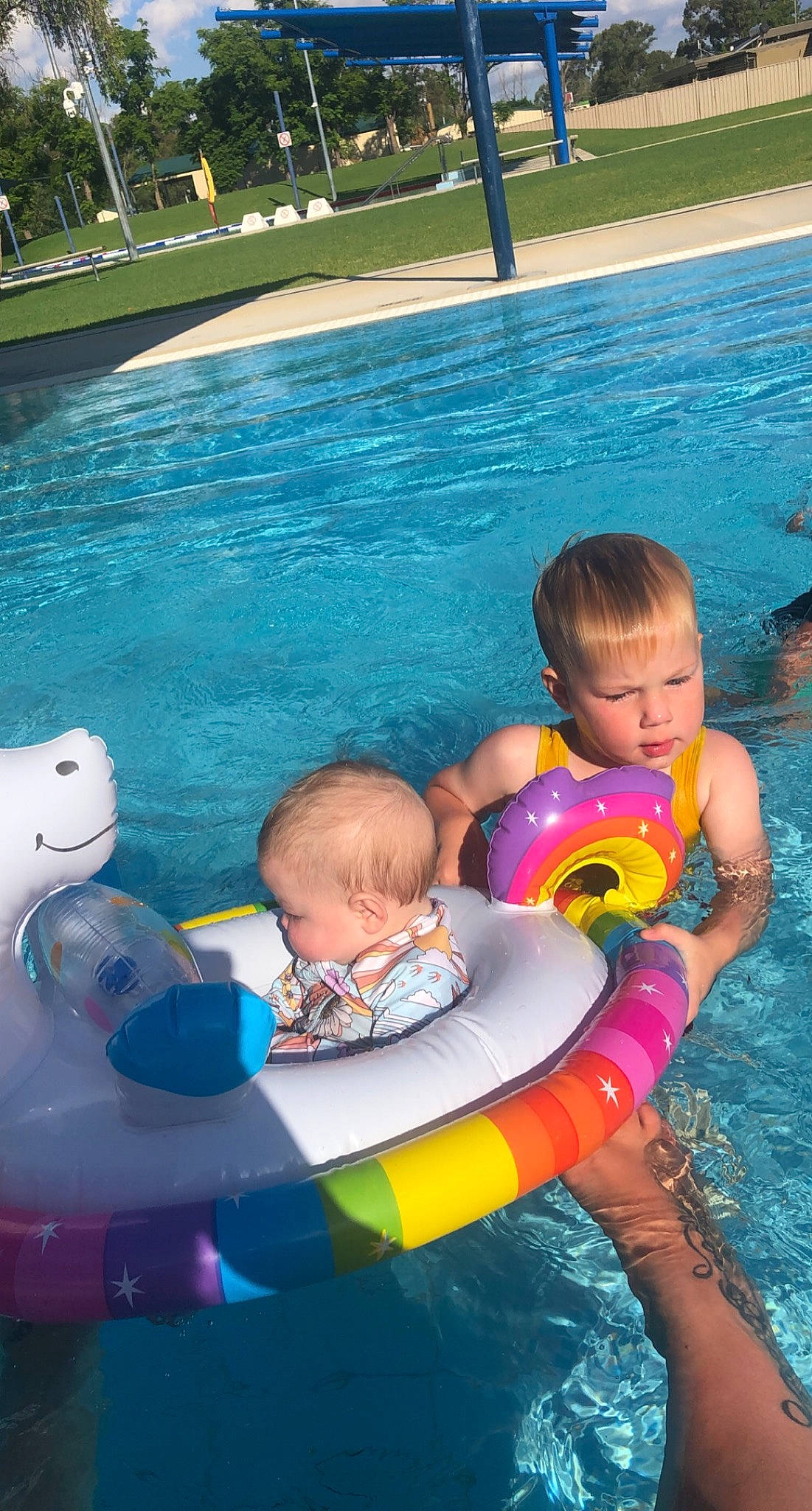Kobi joined the competition — help win amazing prizes! aqua, baby, baby_float, baby_products, blue, child, fun, inflatable, leisure, mammal, person, personal_protective_equipment, photograph, plant, product, recreation, summer, swimming_pool, toddler, vertebrate