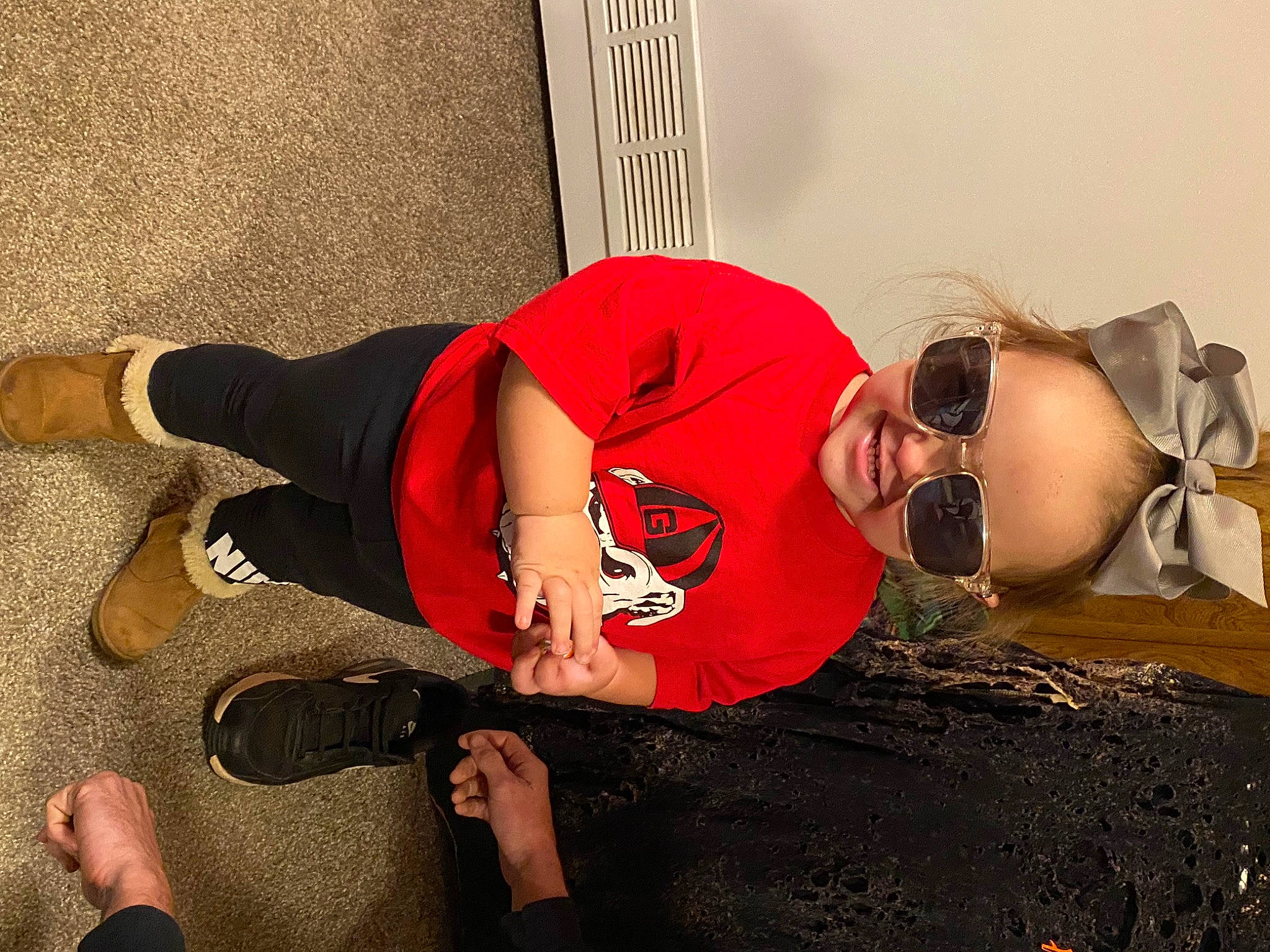 Faith joined the competition — help win amazing prizes! comfort, elbow, eyewear, finger, flash_photography, flooring, foot, fun, goggles, human_leg, joint, knee, person, sportswear, sunglasses, thigh, trunk, waist, walking_shoe, wood