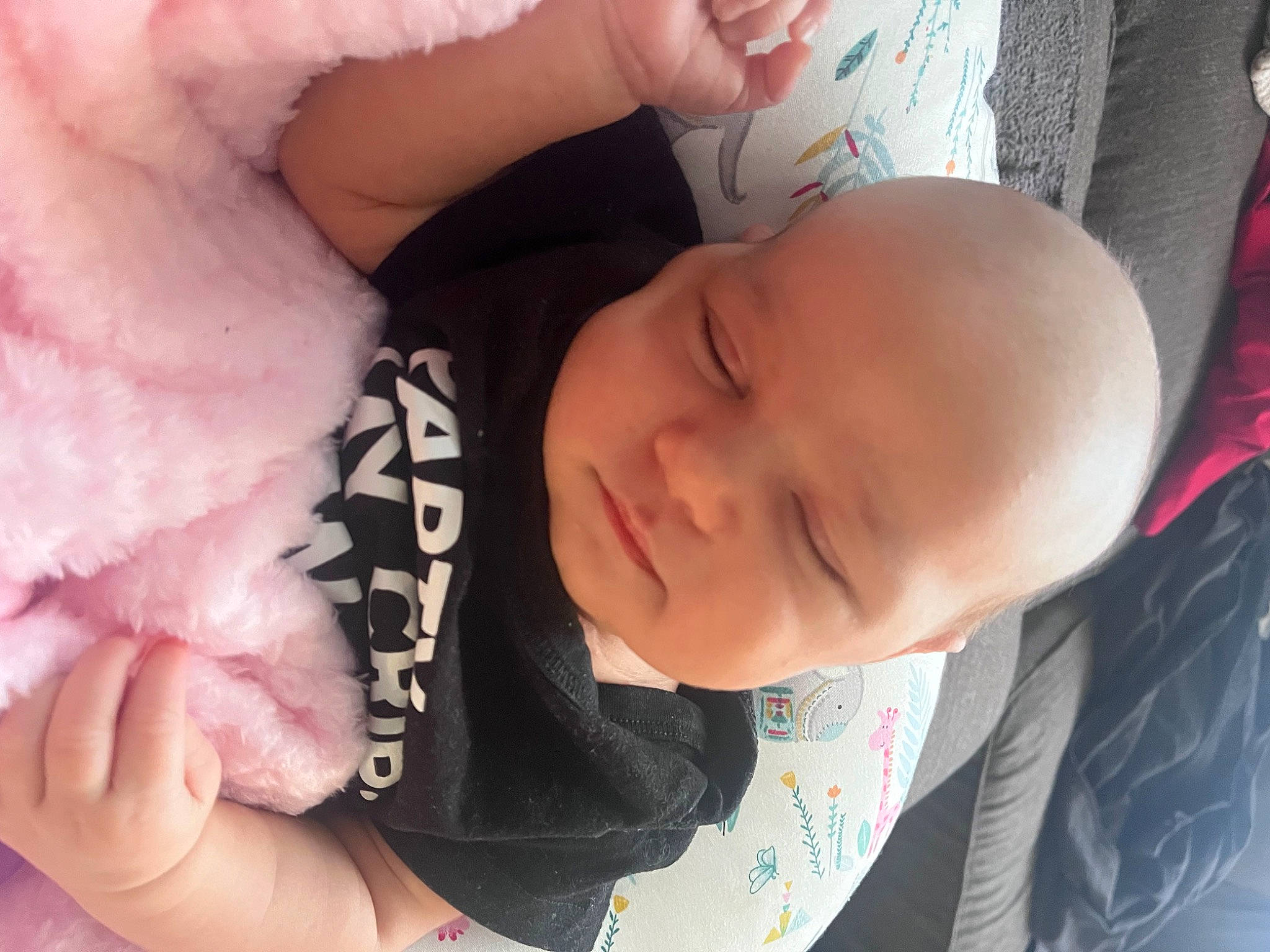 Madelyn is registered to the contest to win money with this photo: baby, baby_products, baby_sleeping, baby_toddler_clothing, cheek, child, chin, comfort, ear, finger, hand, happy, nail, nose, person, pink, skin, sleeve, thumb, toddler