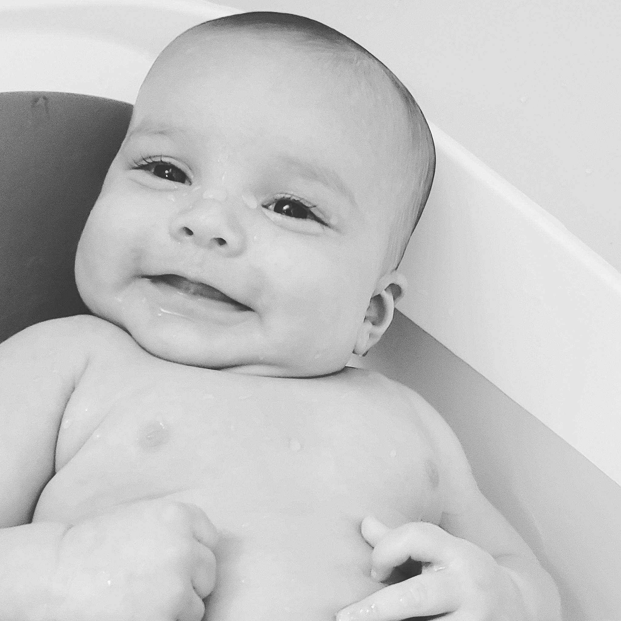Kadyn joined the competition — help win amazing prizes! baby, baby_bathing, black, black_and_white, cheek, child, chin, eye, face, facial_expression, head, joy, lip, mouth, nose, person, photograph, photography, skin, smile