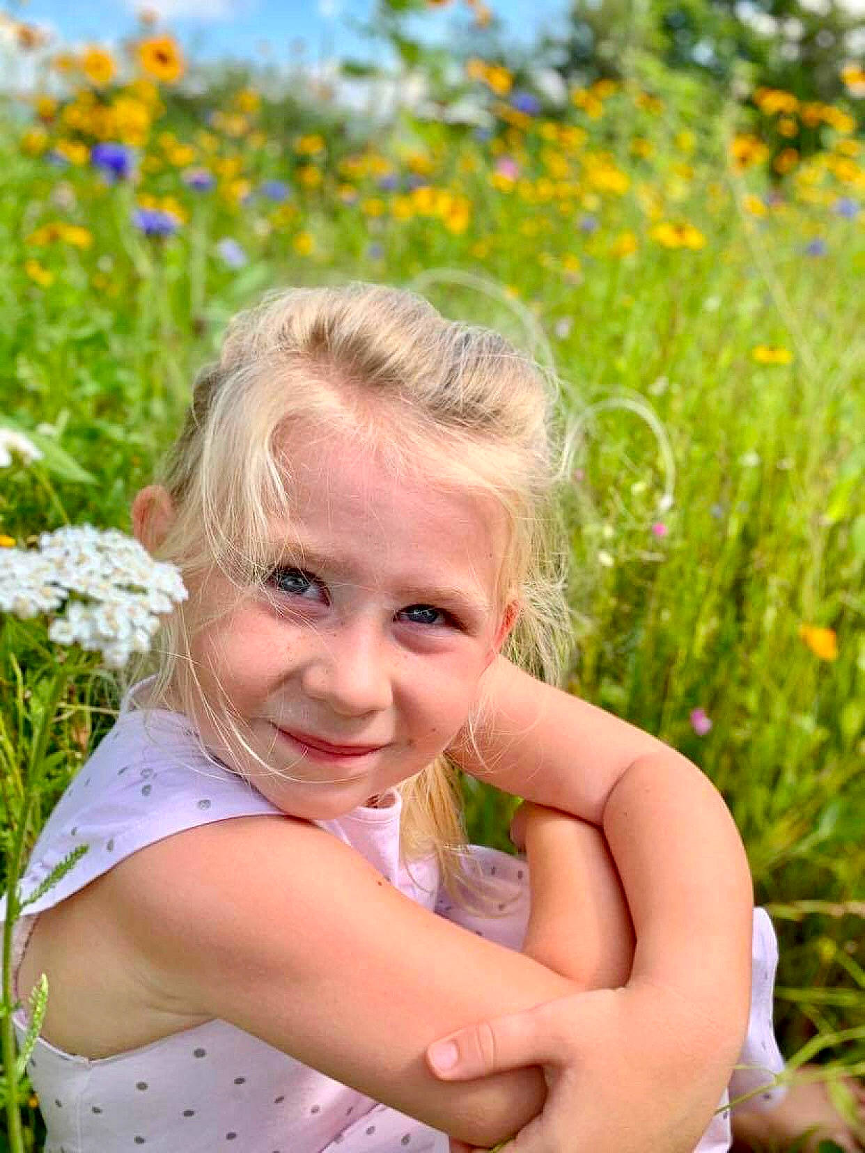 Peightyn joined the competition — help win amazing prizes! blond, child, child_model, facial_expression, fawn, flower, fun, grass, grass_family, happy, joy, meadow, people_in_nature, person, plant, sitting, skin, smile, spring, summer