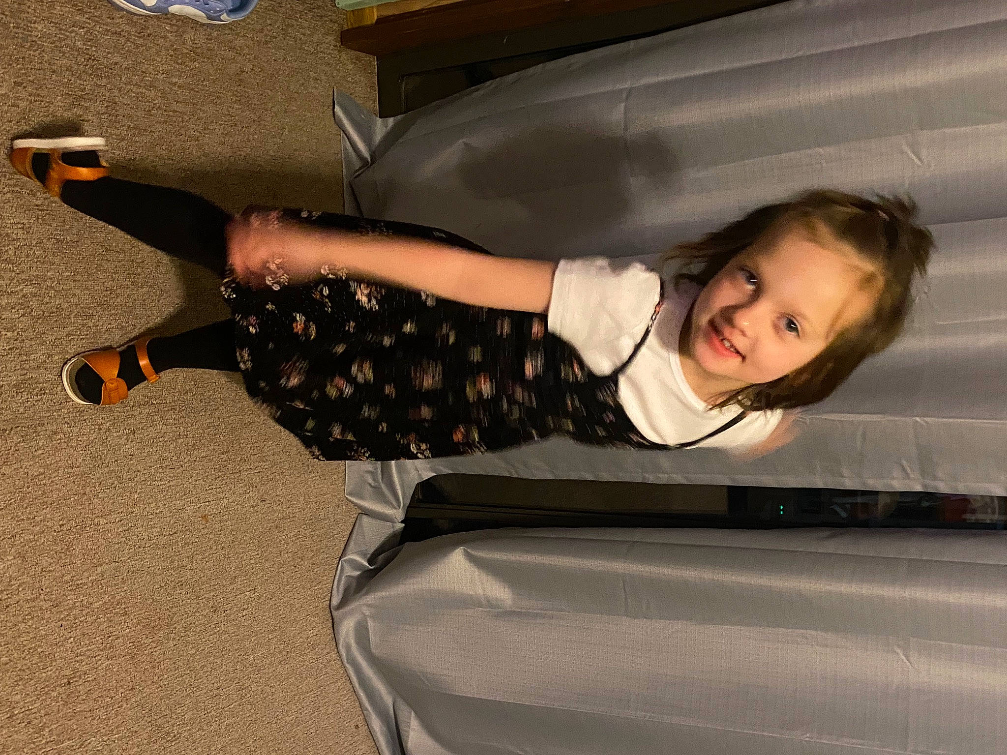 Denita is registered to the contest to win money with this photo: automotive_design, automotive_exterior, bumper, comfort, elbow, flash_photography, flooring, foot, fun, gesture, human_leg, joy, knee, luxury_vehicle, person, smile, sock, thigh, toddler, vehicle_door