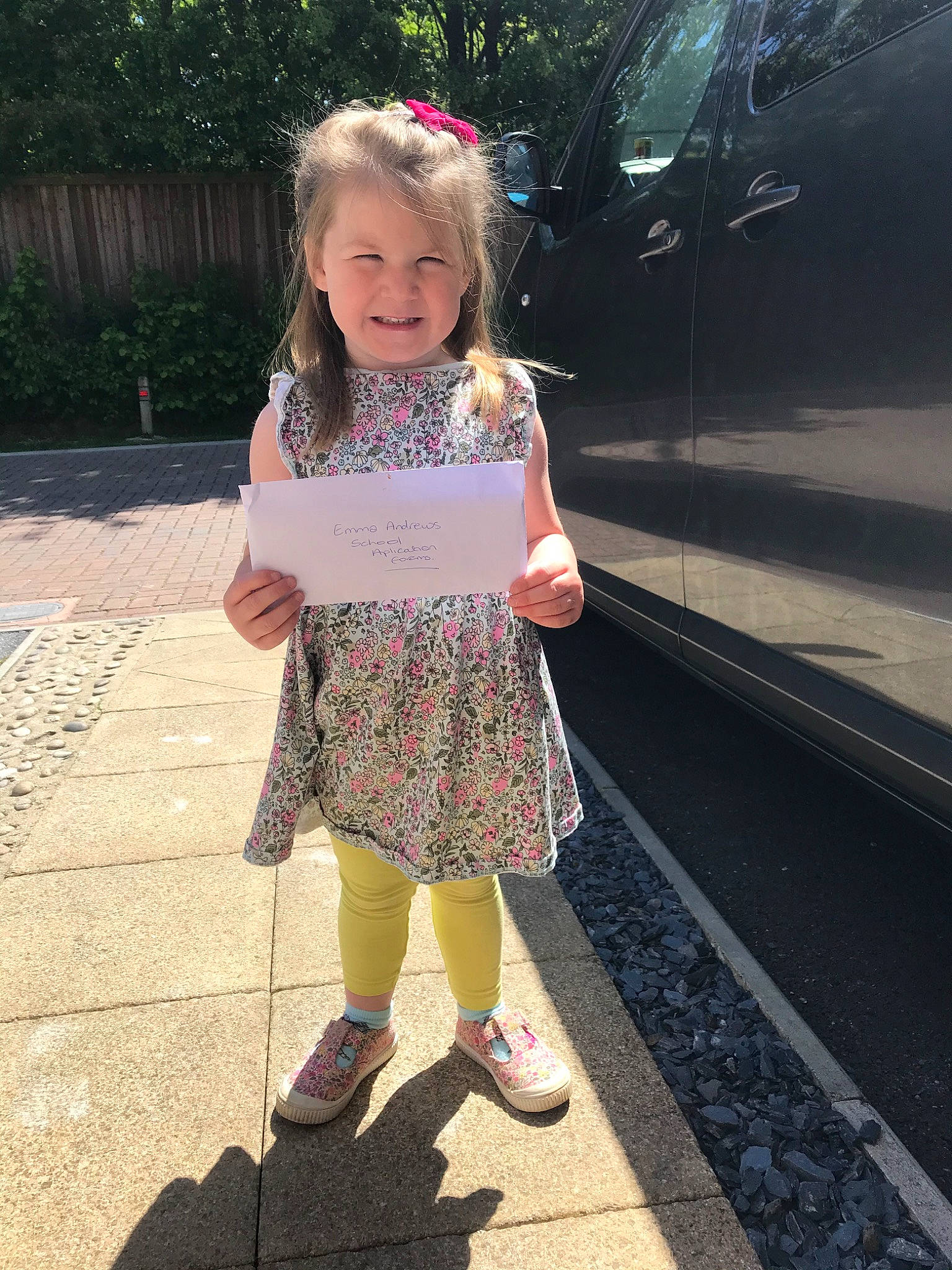 Emma joined the competition — help win amazing prizes! child, footwear, fun, joy, person, pink, shoe, smile, snapshot, toddler, vacation