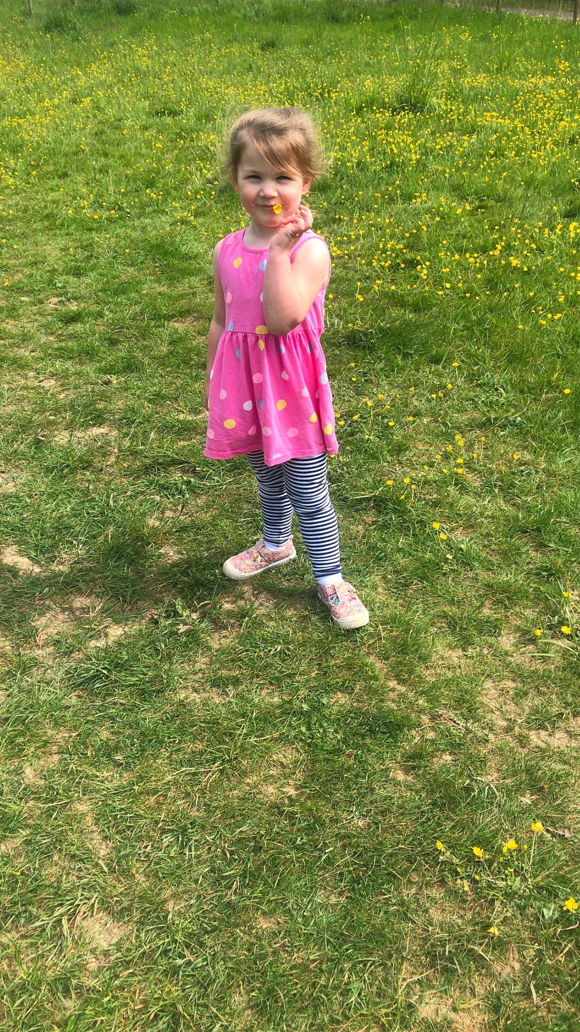 Emma joined the competition — help win amazing prizes! child, dress, fun, grass, grass_family, grassland, joy, lawn, leaf, meadow, person, pink, plant, play, spring, summer, toddler, tree