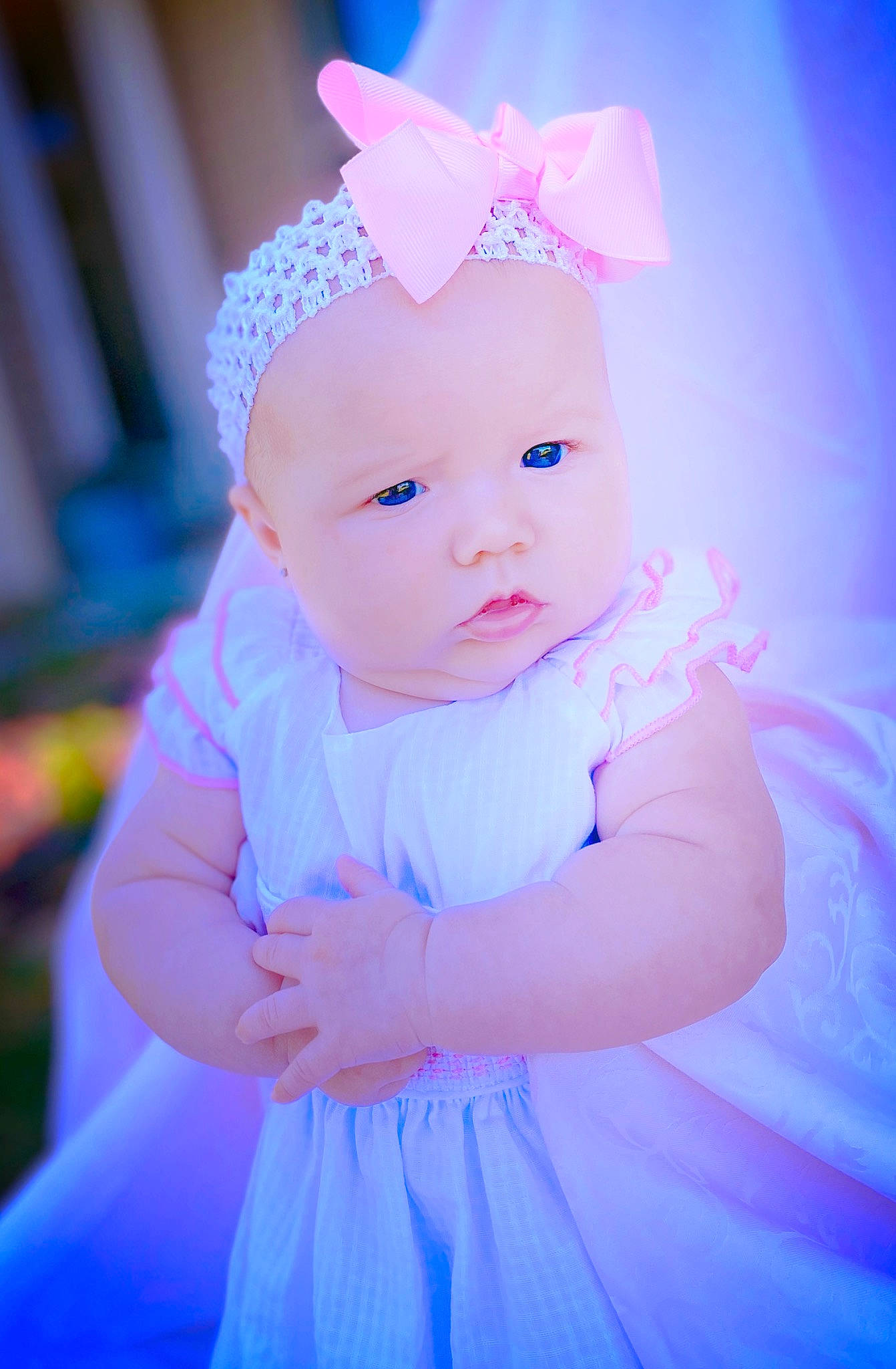 Kate is registered to the contest to win money with this photo: baby, baby_toddler_clothing, child, costume, dress, hair_accessory, happy, headgear, photography, pink, product, purple, skin, sky, smile, toddler