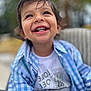 Nirvair joined the competition — help win amazing prizes! child, toddler, smiling, happy, face, eyes, hair, clothing, shirt, plaid, blue, white, outdoor, portrait, person, cute, expression, joy, casual, sitting
