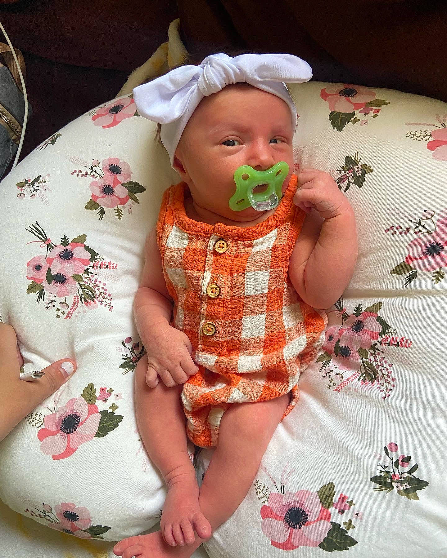 Sawyer joined the competition — help win amazing prizes! arm, baby, baby_toddler_clothing, cheek, comfort, dress, eye, face, finger, head, headwear, human_body, lip, mechanical_fan, mouth, person, pink, product, skin, sleeve