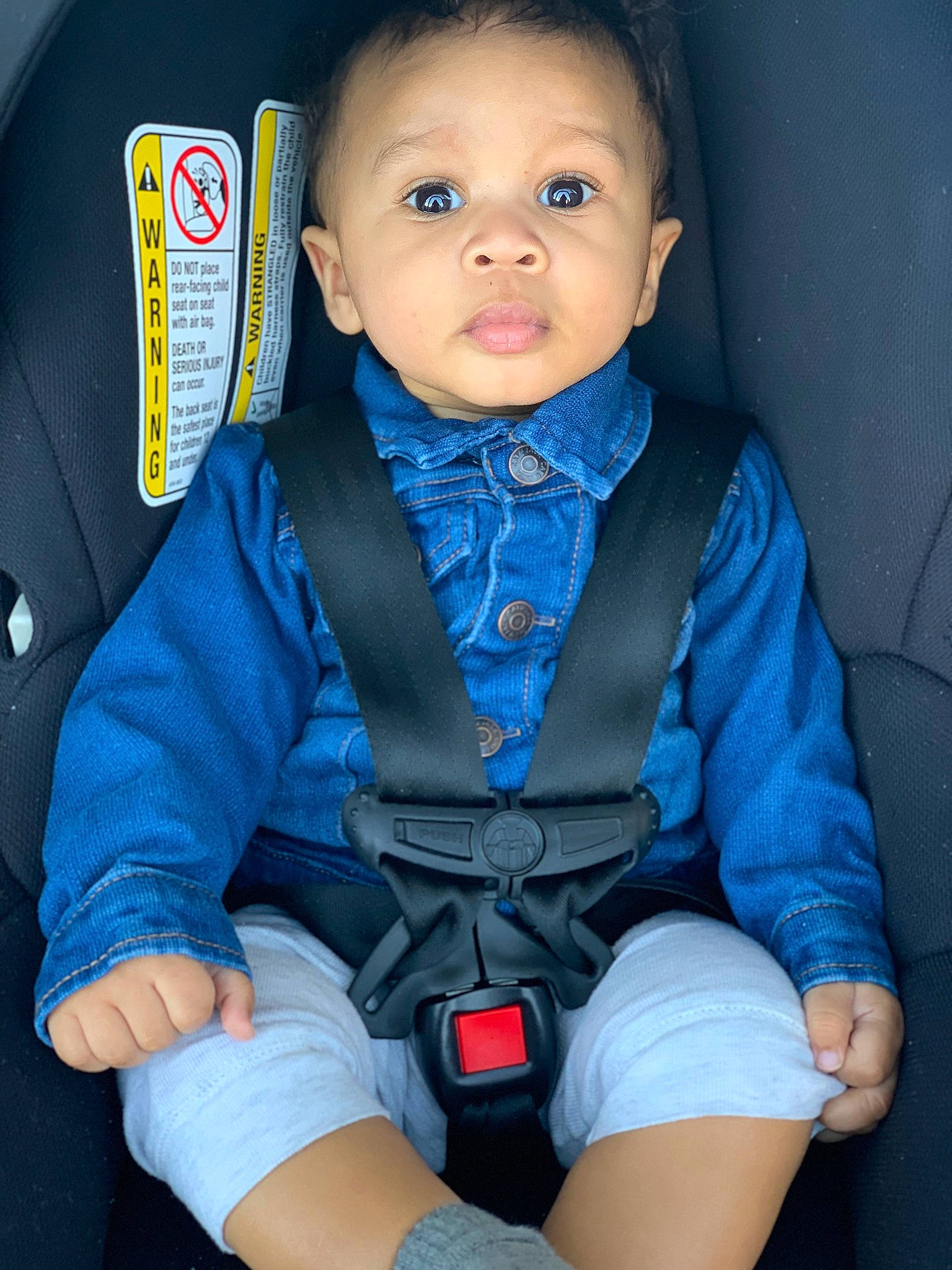 Vaughn is registered to the contest to win money with this photo: baby, baby_carriage, baby_in_car_seat, baby_products, baby_toddler_clothing, car_seat, car_seat_cover, cheek, child, comfort, electric_blue, eye, finger, person, seat_belt, skin, sleeve, sock, thigh, toddler