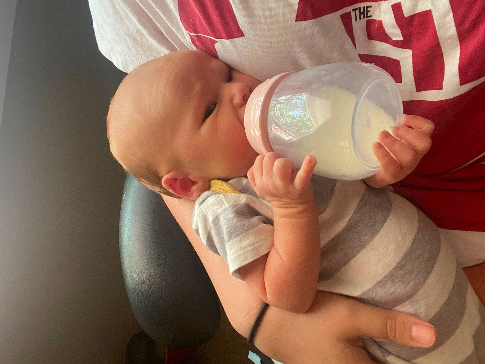 Tristian joined the competition — help win amazing prizes! baby, baby_bottle, baby_bottle_feeding, baby_grabbing_for_something, baby_toddler_clothing, bottle, cheek, drinking, drinkware, eyelash, finger, gesture, hand, infant_formula, milk, nail, person, plant_milk, plastic_bottle, skin