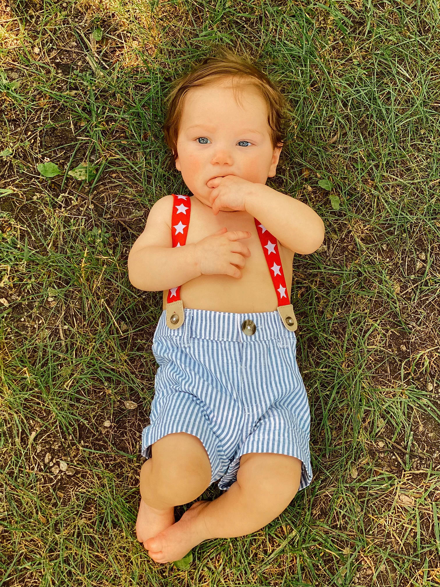 Kaycen joined the competition — help win amazing prizes! baby, baby_toddler_clothing, chest, eye, face, grass, hand, happy, human_body, leaf, mammal, people_in_nature, person, plant, skin, stomach, thigh, toddler, trunk, vertebrate