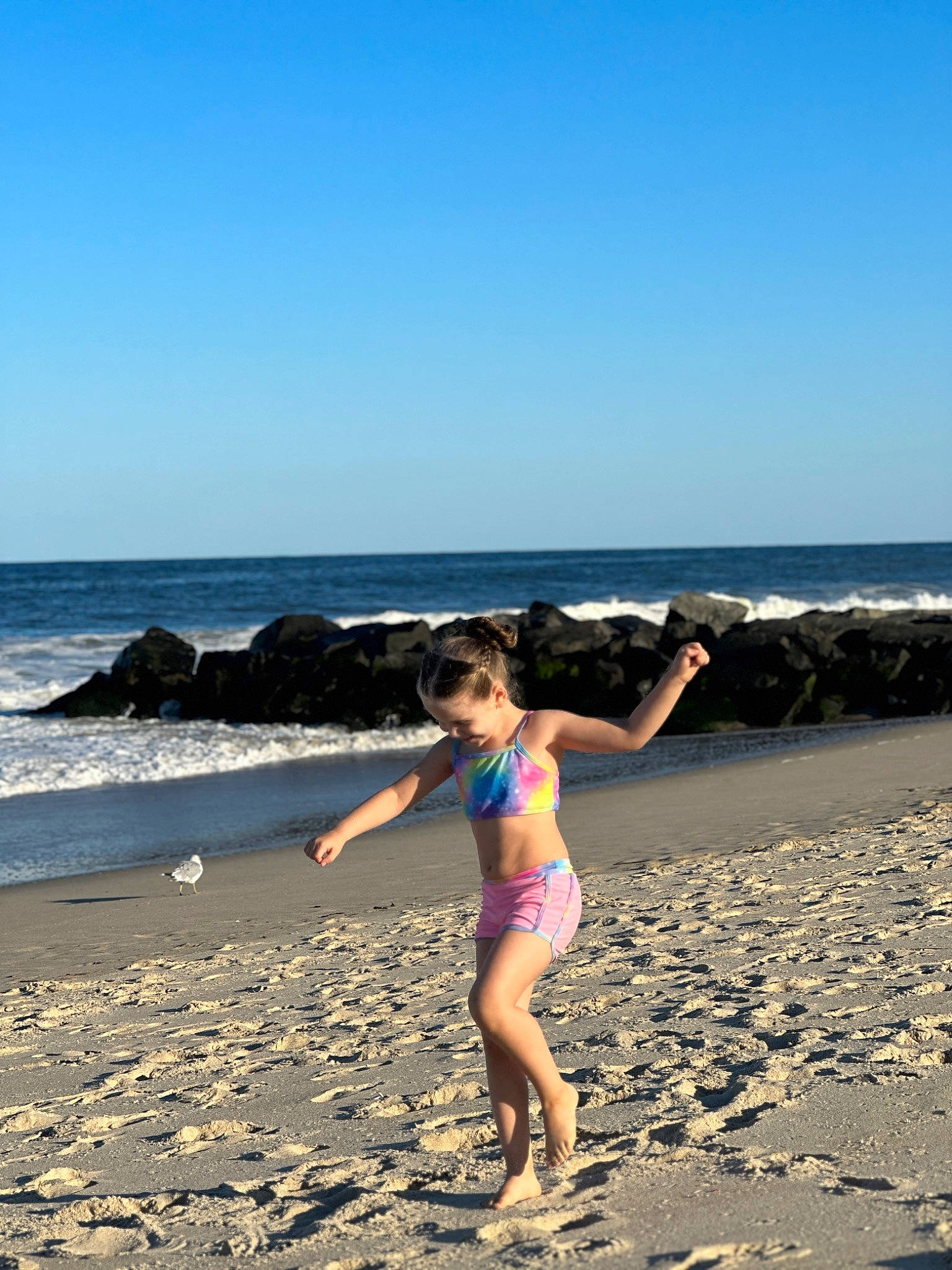 Angelina joined the competition — help win amazing prizes! azure, barefoot, beach, flash_photography, fun, happy, holiday, horizon, human_leg, landscape, leg, leisure, people_in_nature, people_on_beach, person, sky, swimwear, thigh, toddler, water