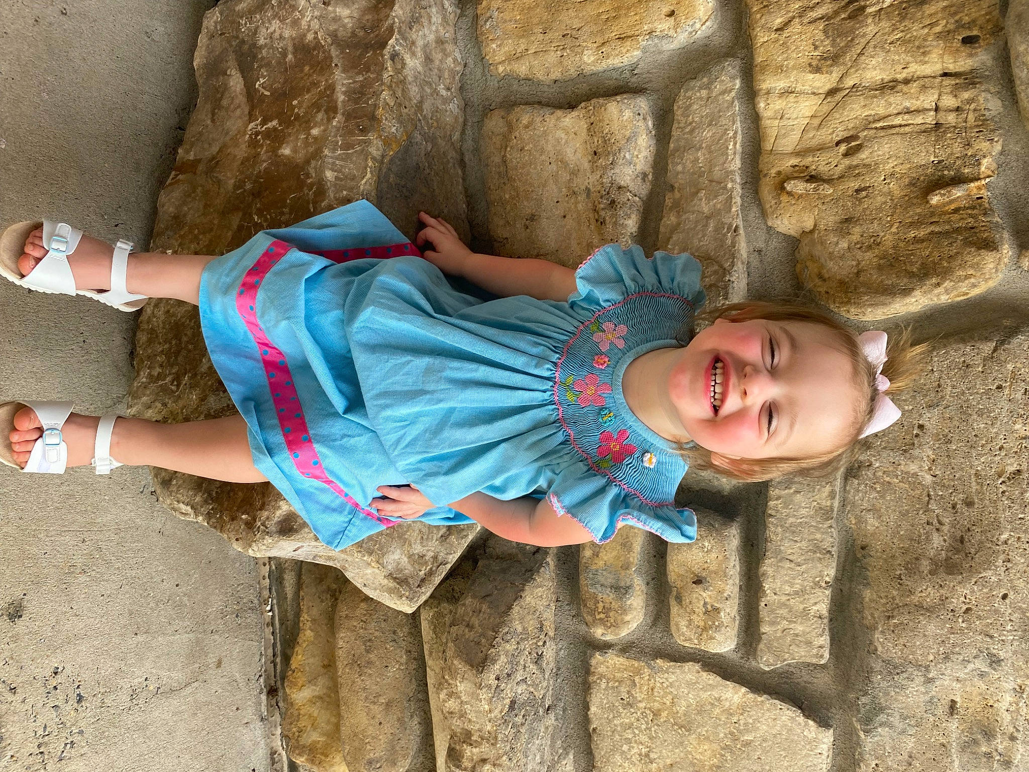 Oaklee joined the competition — help win amazing prizes! child, dress, electric_blue, fun, happy, human_body, human_leg, joy, leg, leisure, mouth, people_in_nature, person, recreation, sand, sitting, skin, smile, toddler, tree