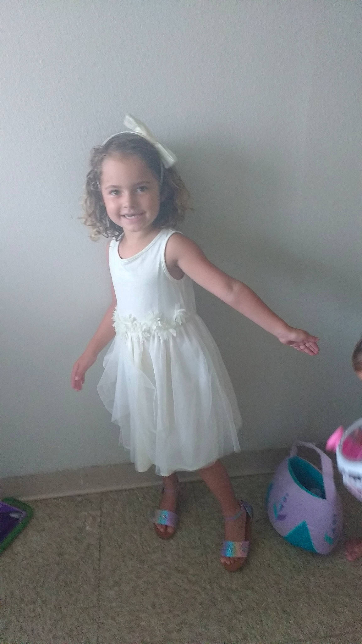 Jayley is registered to the contest to win money with this photo: baby_toddler_clothing, blond, child, day_dress, dress, flash_photography, flooring, fun, gesture, happy, human_leg, joint, joy, knee, person, pink, shoulder, sitting, skin, sleeve