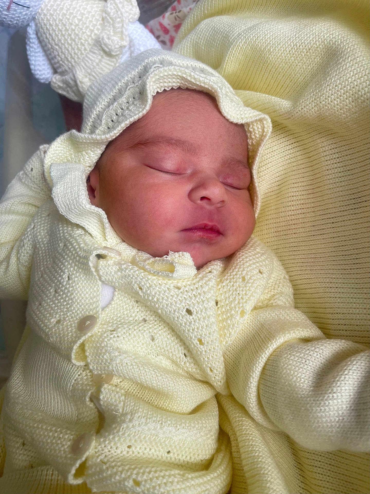 Alondra joined the competition — help win amazing prizes! architecture, baby, blanket, bonnet, building, cap, clothing, face, glove, hat, head, hood, hospital, knitwear, newborn, person, photography, portrait, sleeping, sweater
