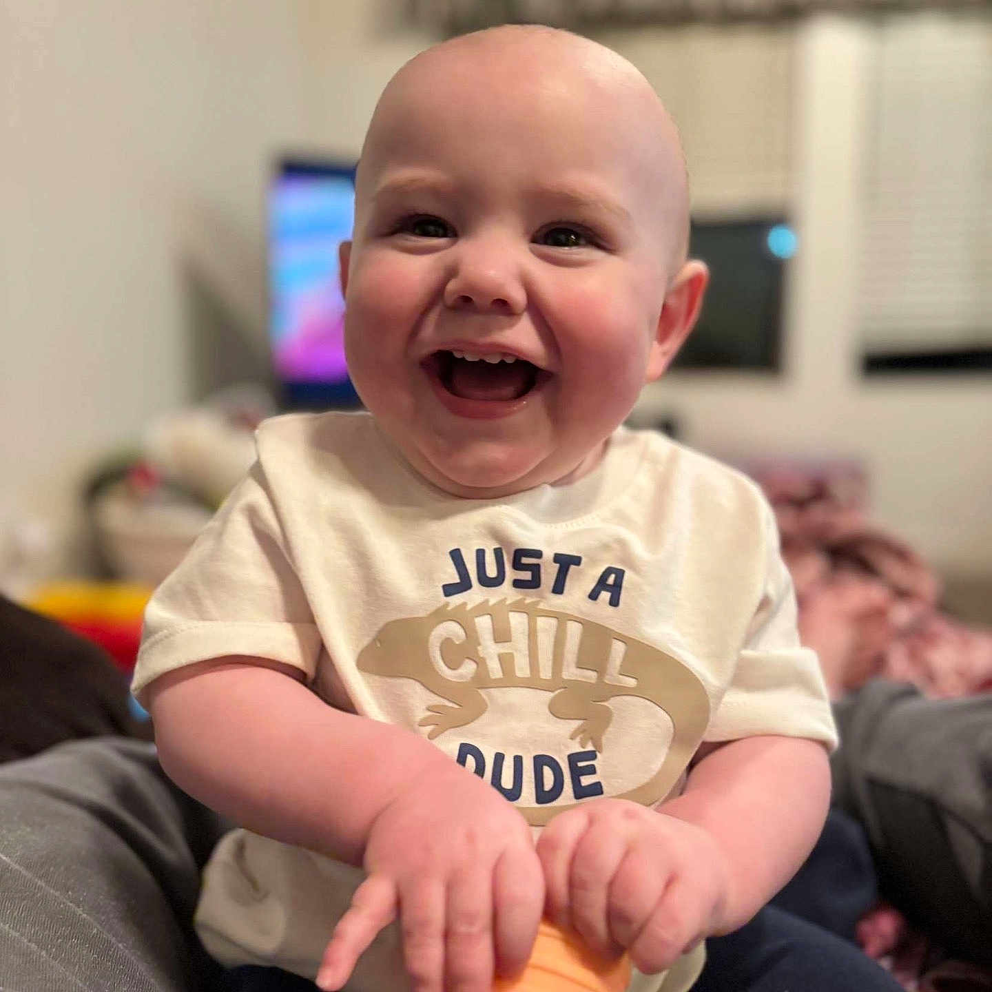 Zander is registered to the contest to win money with this photo: baby, babylaughing, clothing, computerhardware, cream, dessert, electronics, face, food, happy, hardware, head, icecream, laughing, monitor, person, photography, portrait, screen, t_shirt