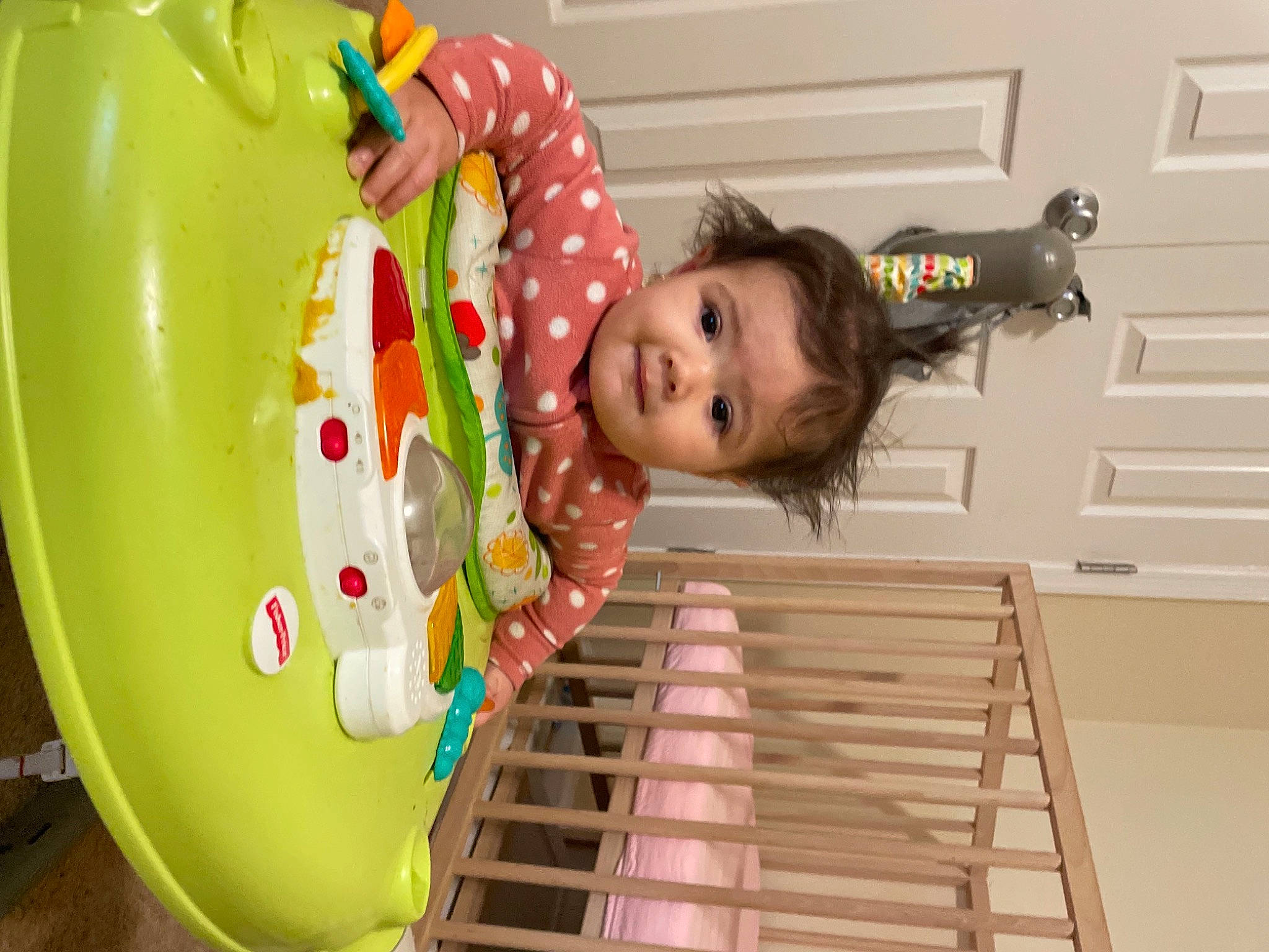 Raelyn joined the competition — help win amazing prizes! arm, baby, baby_products, baby_toddler_clothing, child, dress, eye, facial_expression, fun, hair, happy, head, human_body, organ, party_supply, person, plastic, product, toddler, toy