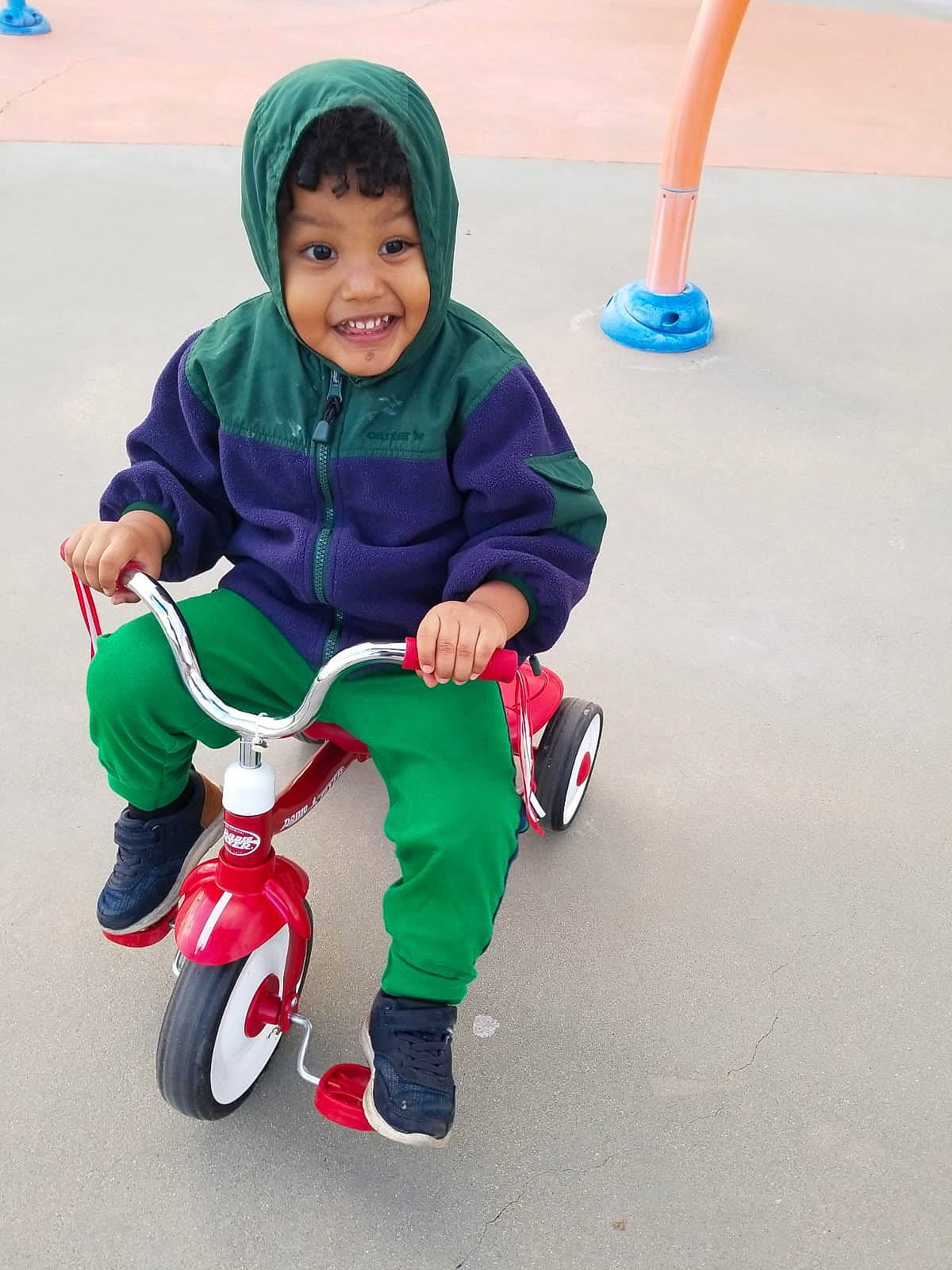 Thiago joined the competition — help win amazing prizes! child, fun, joy, person, play, recreation, smile, toddler, tricycle, vehicle
