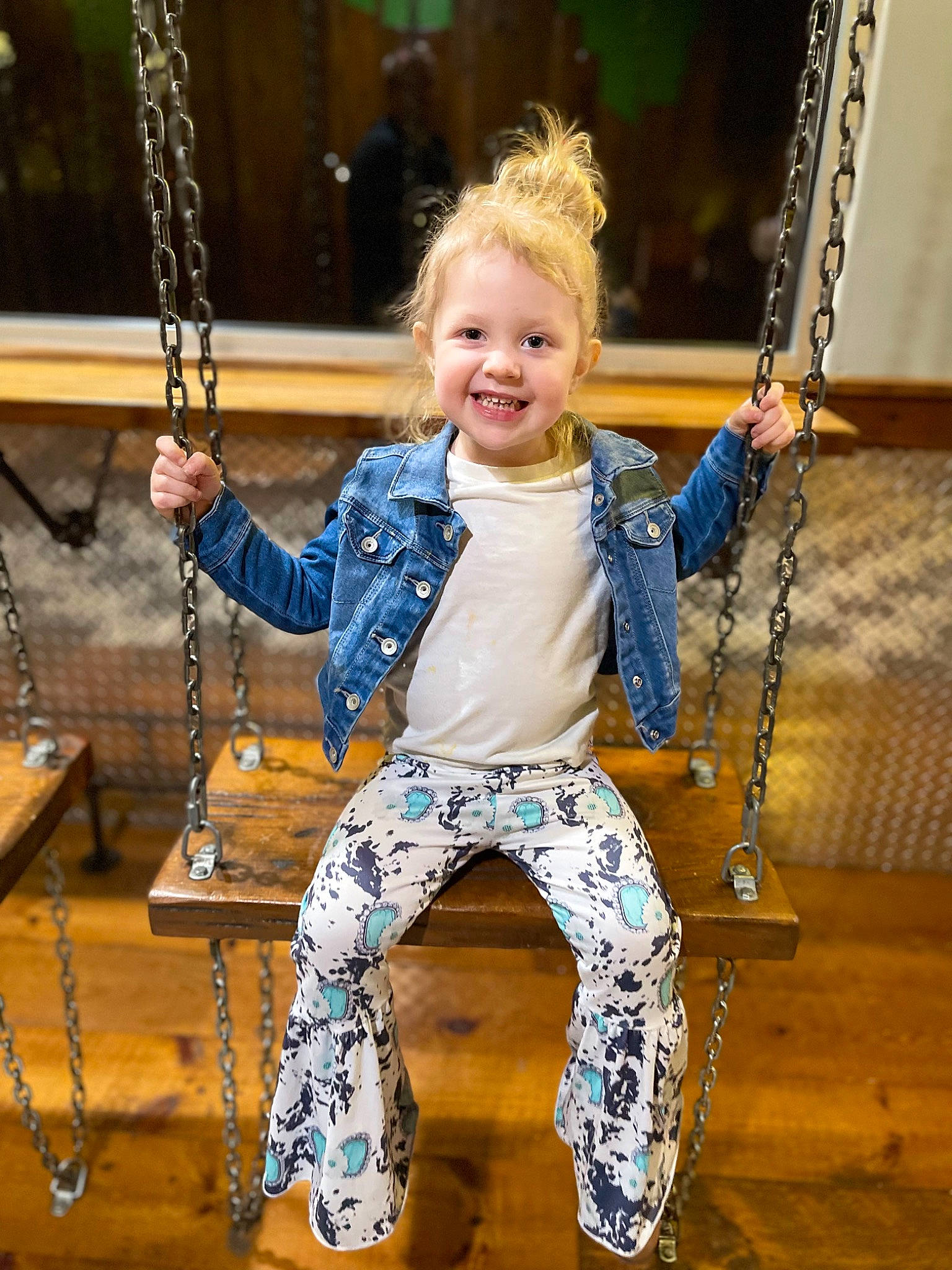 Everleigh joined the competition — help win amazing prizes! blond, child, city, clothing, electric_blue, fashion, fashion_accessory, fun, hand, happy, human_body, jewellery, joy, leisure, person, photograph, playground, sleeve, smile, standing