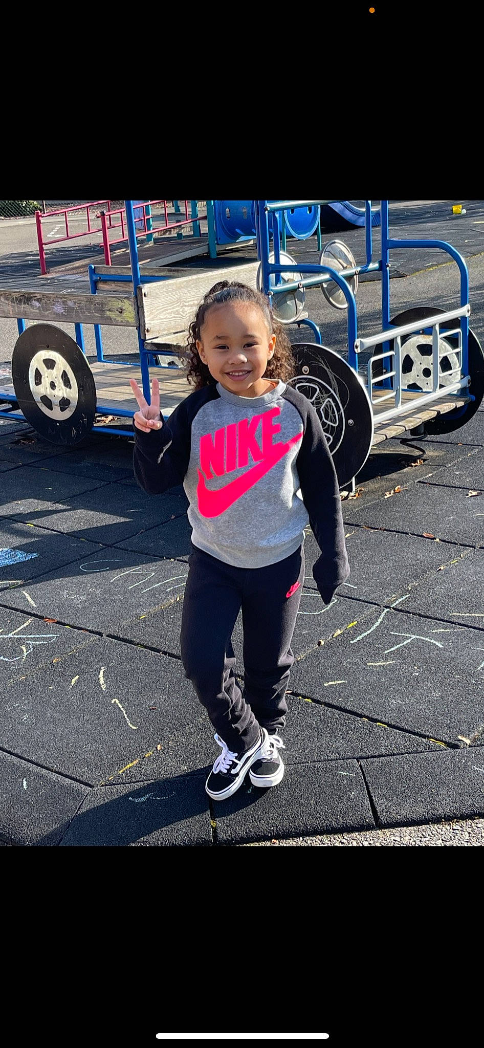Amiyah is registered to the contest to win money with this photo: asphalt, automotive_exterior, automotive_tire, automotive_wheel_system, bumper, cool, footwear, happy, jeans, joy, motor_vehicle, person, shoe, smile, sneakers, sportswear, street_fashion, t_shirt, tire, toddler