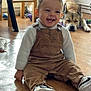 Ayden participe au concours pour gagner de l'argent avec cette photo : toddler, child, smiling, indoor, dog, pet, wooden_floor, overalls, sweater, shoes, happy, cute, young_child, domestic, relaxed, animal, home, furniture, window, natural_light