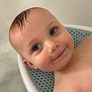 Mateo joined the competition — help win amazing prizes! baby, bath, bathtub, child, cute, face, fun, happy, head, innocent, kid, person, portrait, relaxing, skin, smile, water, wet, young, youth