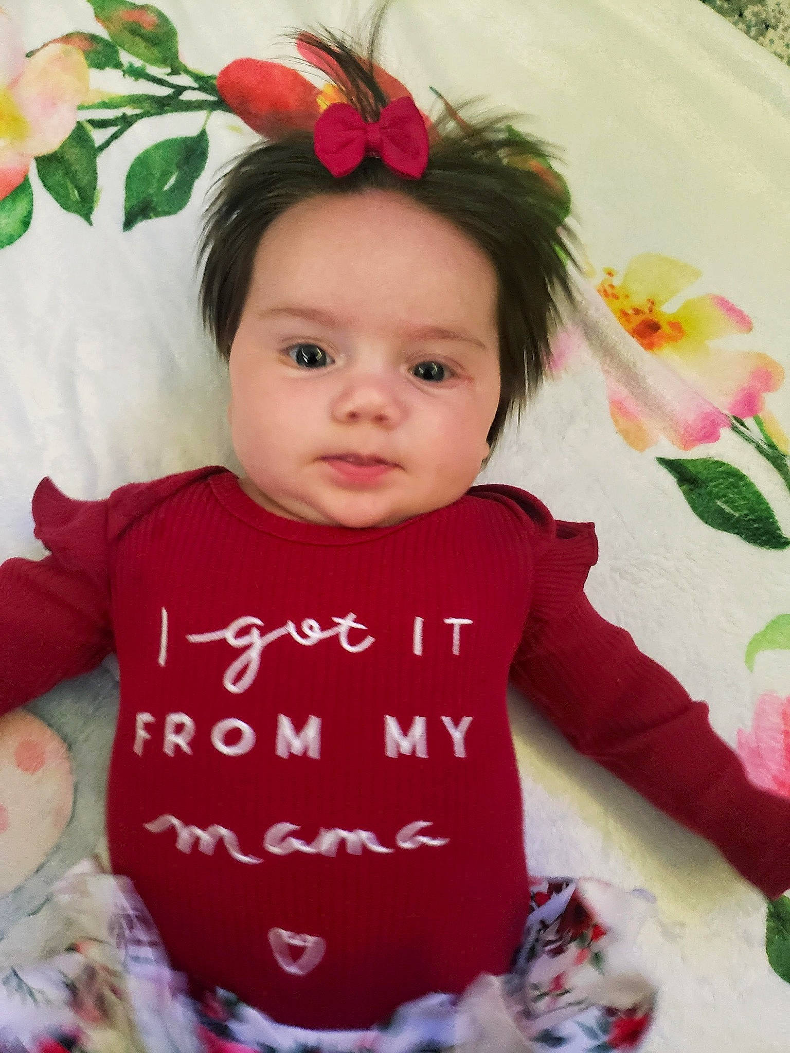 Lennox joined the competition — help win amazing prizes! baby, baby_toddler_clothing, clothing, face, facial_expression, flower, grass, happy, headgear, leaf, lip, outerwear, person, petal, pink, plant, red, skin, sleeve, toddler
