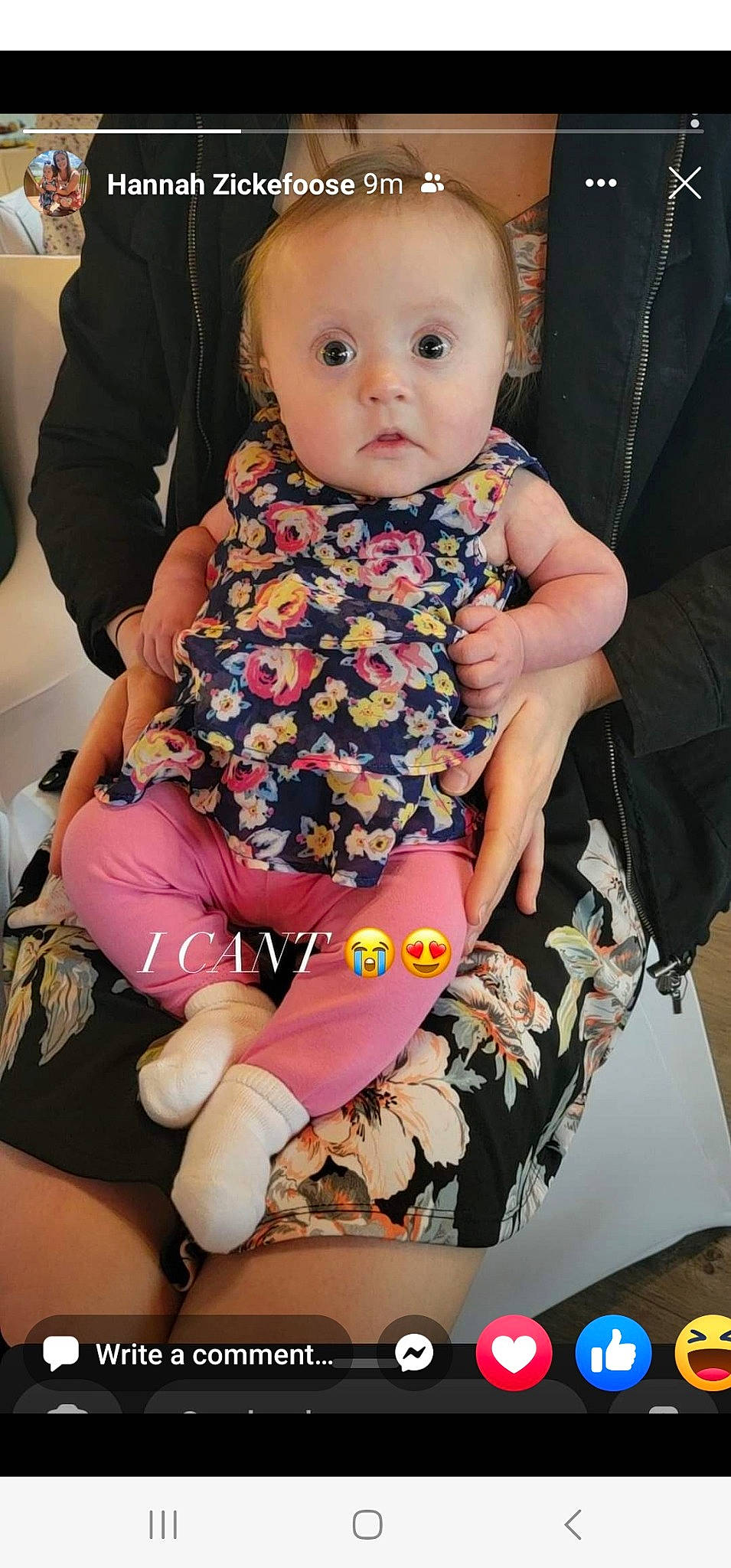 Ryleigh joined the competition — help win amazing prizes! baby, baby_products, baby_safety, baby_toddler_clothing, cheek, child, collar, comfort, finger, human_leg, knee, lap, pattern, person, pink, sitting, skin, sleeve, surprise, thigh