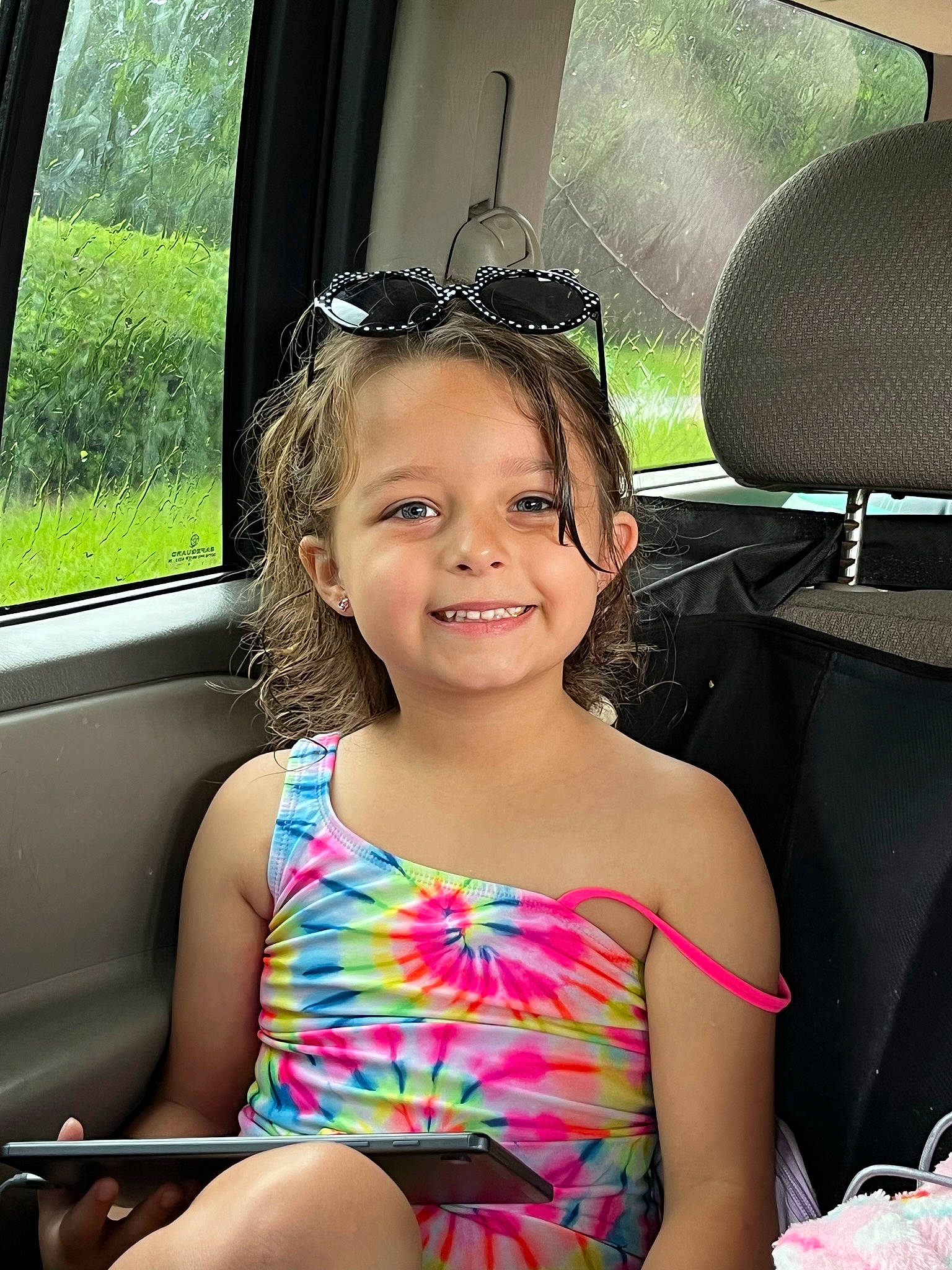 Juliette joined the competition — help win amazing prizes! automotive_design, cool, facial_expression, finger, fun, goggles, hairstyle, happy, joy, leisure, light, motor_vehicle, muscle, person, pink, plant, shoulder, skin, smile, summer