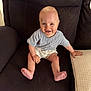 Jaxson joined the competition — help win amazing prizes! armchair, baby, blond, child, clothing, cute, face, foot, furniture, hand, happy, indoor, person, portrait, shorts, sitting, skin, smile, tshirt, young