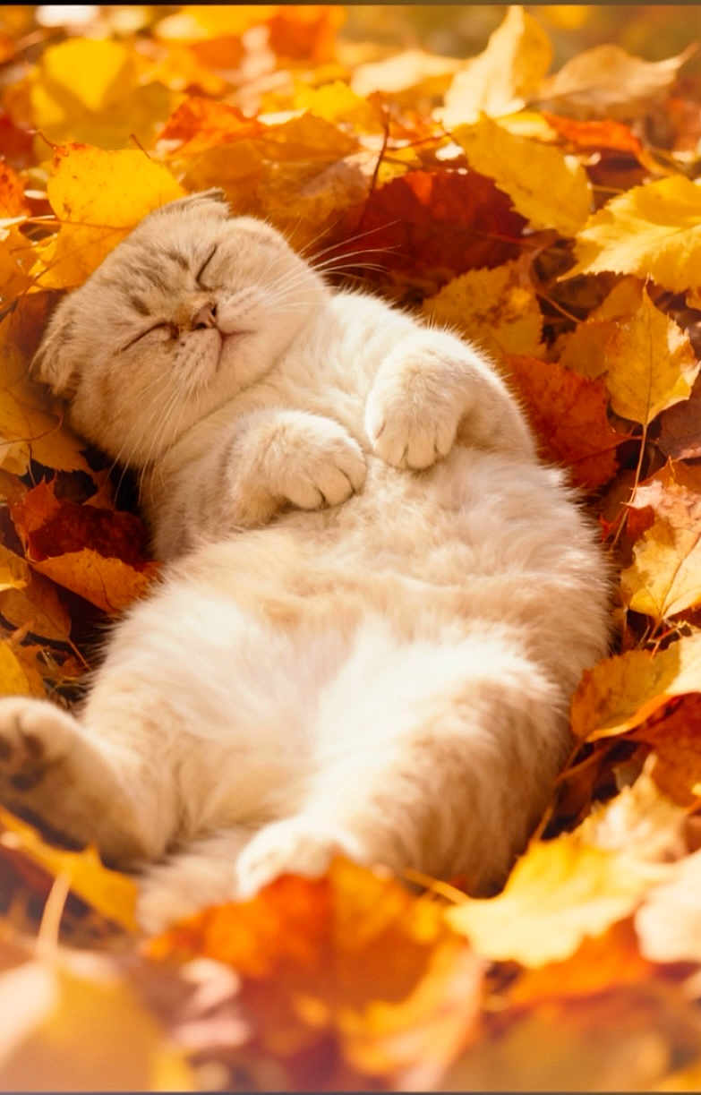 Pouilloux participe au concours pour gagner de l'argent avec cette photo : cat, sleeping, autumn, leaves, fall, nature, outdoor, cozy, cute, fluffy, relaxed, animal, pet, soft, warm, seasonal, orange, yellow, brown, peaceful