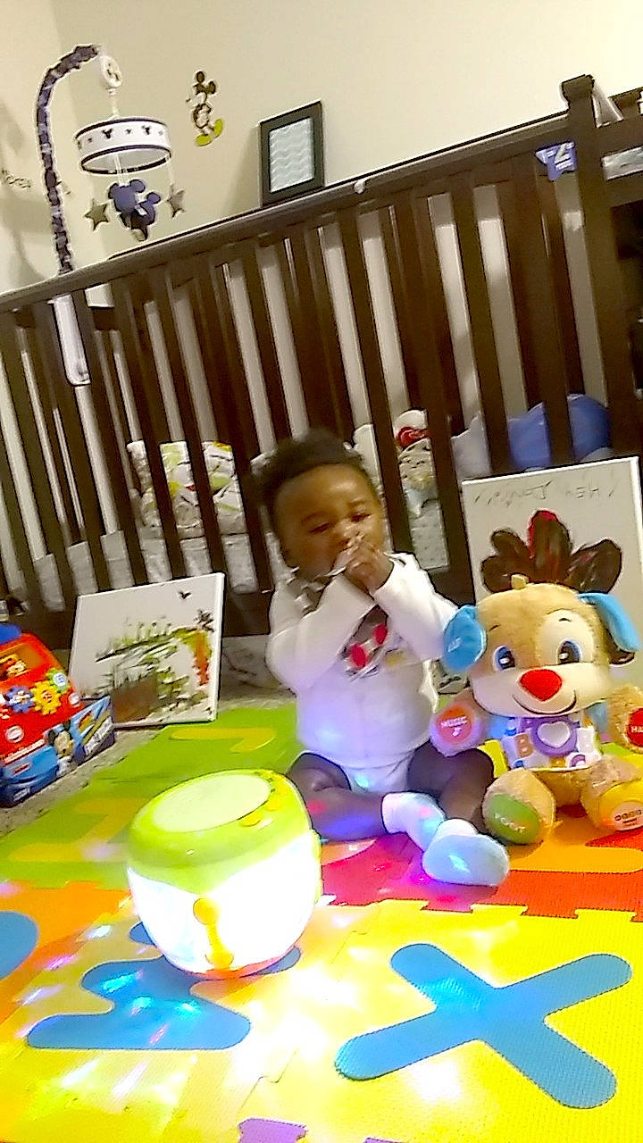 Jewel is registered to the contest to win money with this photo: baby_products, baby_toys, child, nursery, person, play, product, room, stuffed_toy, toddler, toy