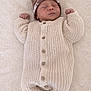 newborn, baby, sleeping, knitwear, onesie, hat, infant, cozy, soft, blanket, cute, peaceful, tiny, child, apparel, portrait, resting, indoors, warm, newborn_clothing