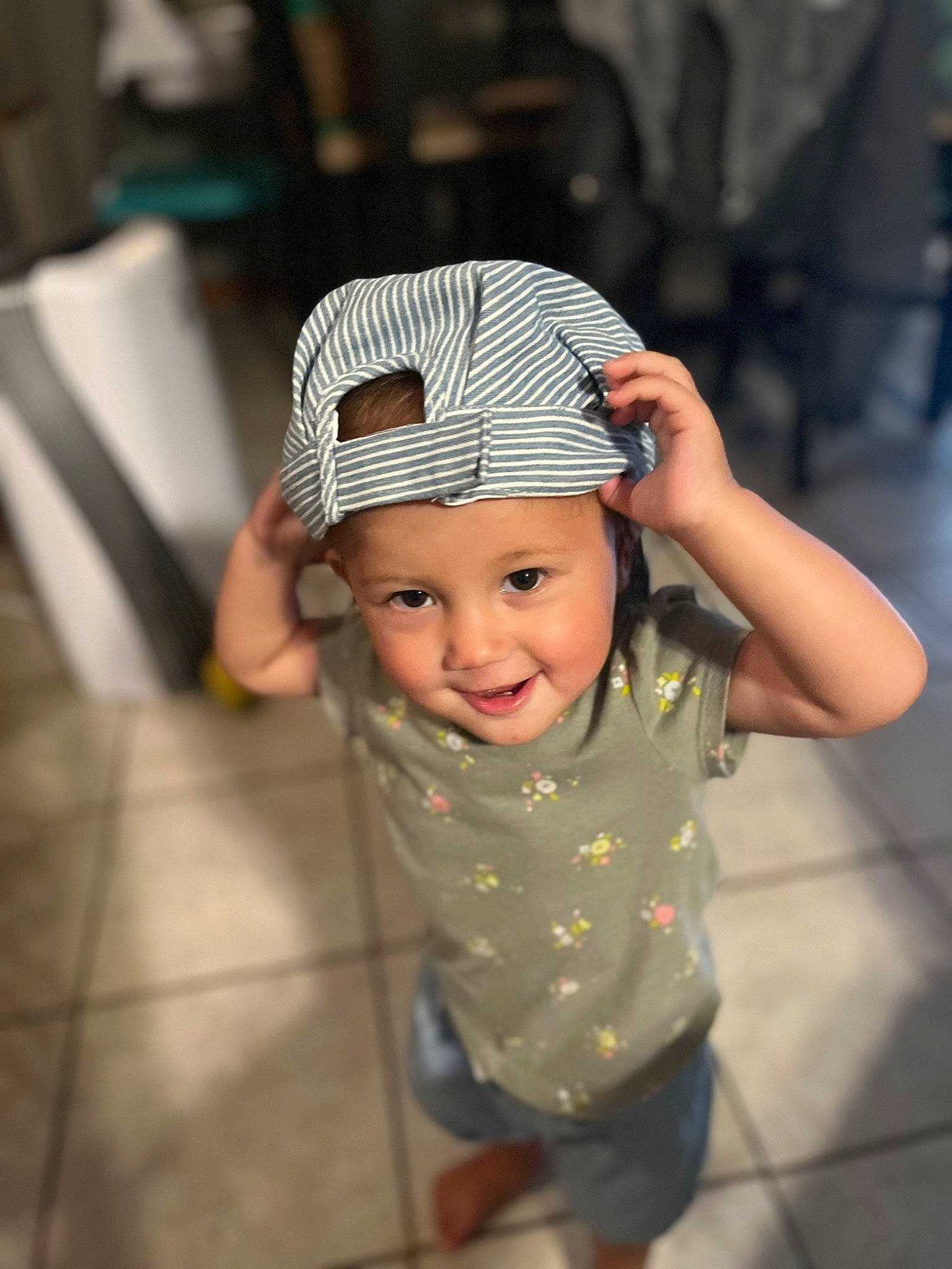 Gracelynn is registered to the contest to win money with this photo: baby, baby_toddler_clothing, cap, child, costume_hat, face, fashion_accessory, flash_photography, fun, happy, hat, headwear, helmet, joy, pattern, person, personal_protective_equipment, portrait_photography, sleeve, smile