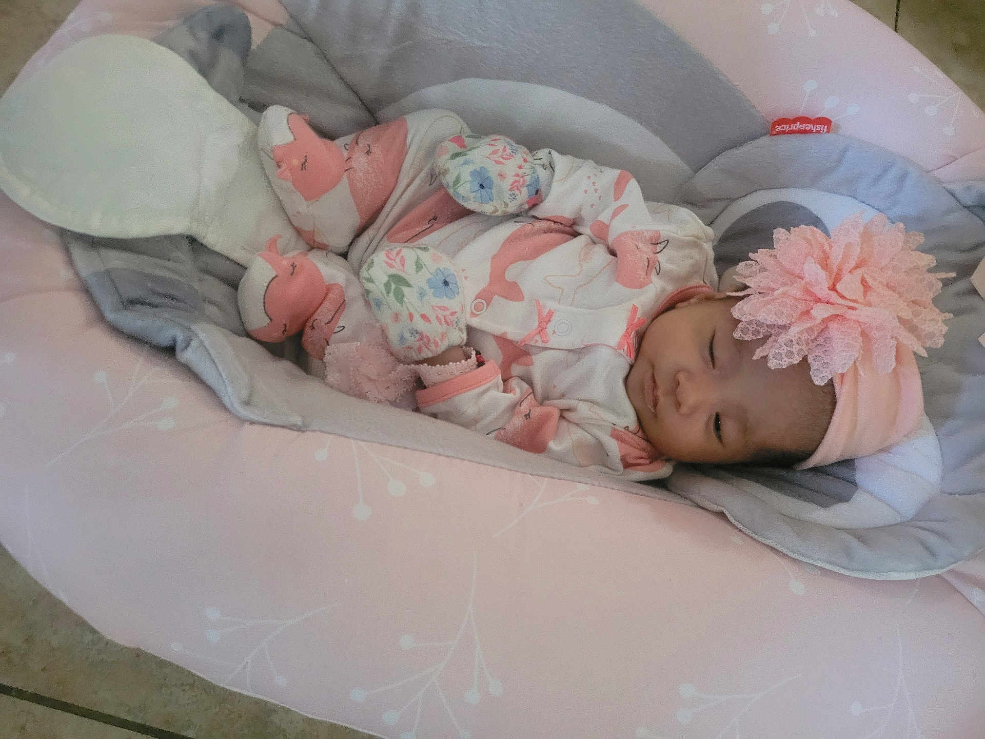Diana is registered to the contest to win money with this photo: baby, bed, blanket, bonnet, clothing, couch, cradle, crib, cushion, face, furniture, hat, head, homedecor, infantbed, newborn, person, photography, portrait, sleeping