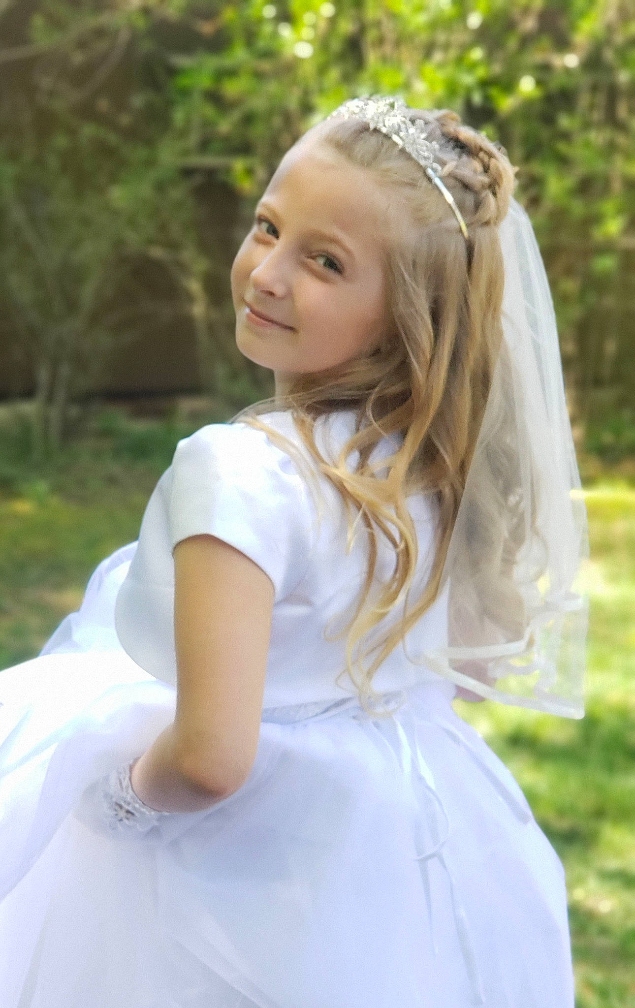 Angela joined the competition — help win amazing prizes! botany, bridal_clothing, bridal_party_dress, bridal_veil, clothing, dress, eye, flash_photography, gown, hair, happy, head, iris, joy, people_in_nature, person, plant, shoulder, smile, sunlight