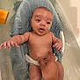 baby, bath, bathtub, water, foam, towel, hand, skin, infant, child, cute, smile, face, relaxation, home, care, clean, comfort, nurture, person