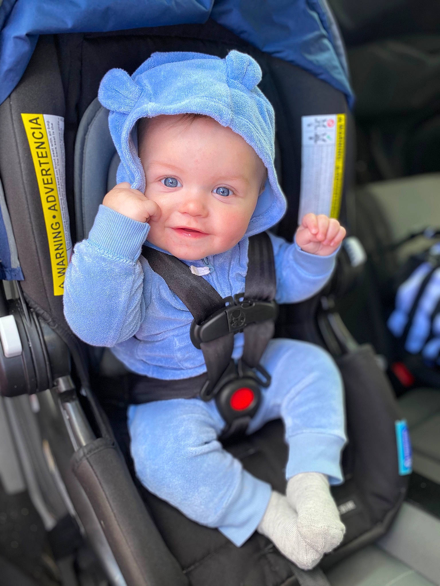 Jaxtyn joined the competition — help win amazing prizes! auto_part, baby, baby_carriage, baby_products, baby_safety, baby_toddler_clothing, beauty, car_seat, chair, child, comfort, electric_blue, eye, fun, headwear, lap, person, product, service, sitting
