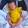 Harlie is registered to the contest to win money with this photo: baby, infant, sleeping, yellow_clothing, blanket, baby_bottle, pacifier, car_seat, newborn, peaceful, soft_toys, indoor, cute, child, portrait, resting, baby_girl, baby_boy, comfort, toddler