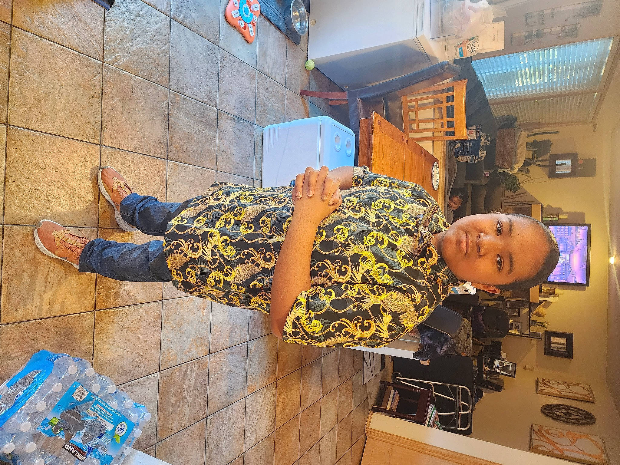 Kalyhan joined the competition — help win amazing prizes! eyewear, fashion_design, floor, flooring, fun, human_leg, luggage_and_bags, pattern, person, room, sandal, sitting, thigh, visual_arts