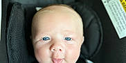 Cyrus joined the competition — help win amazing prizes! baby, blue_eyes, car_seat, child, cute, face, infant, playful, seatbelt, straps, safety, blanket, clothing, portrait, closeup, expression, human, indoors, young_child, smiling