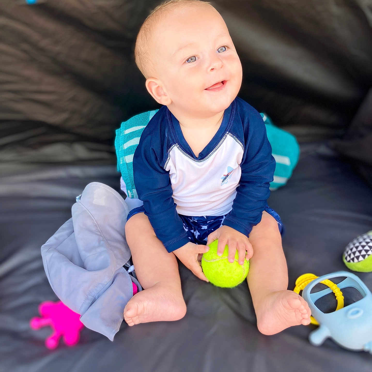 Matthew joined the competition — help win amazing prizes! baby, ball, bodypart, clothing, couch, face, finger, football, furniture, glove, hand, head, person, photography, portrait, sitting, sphere, sport, tennis, tennisball