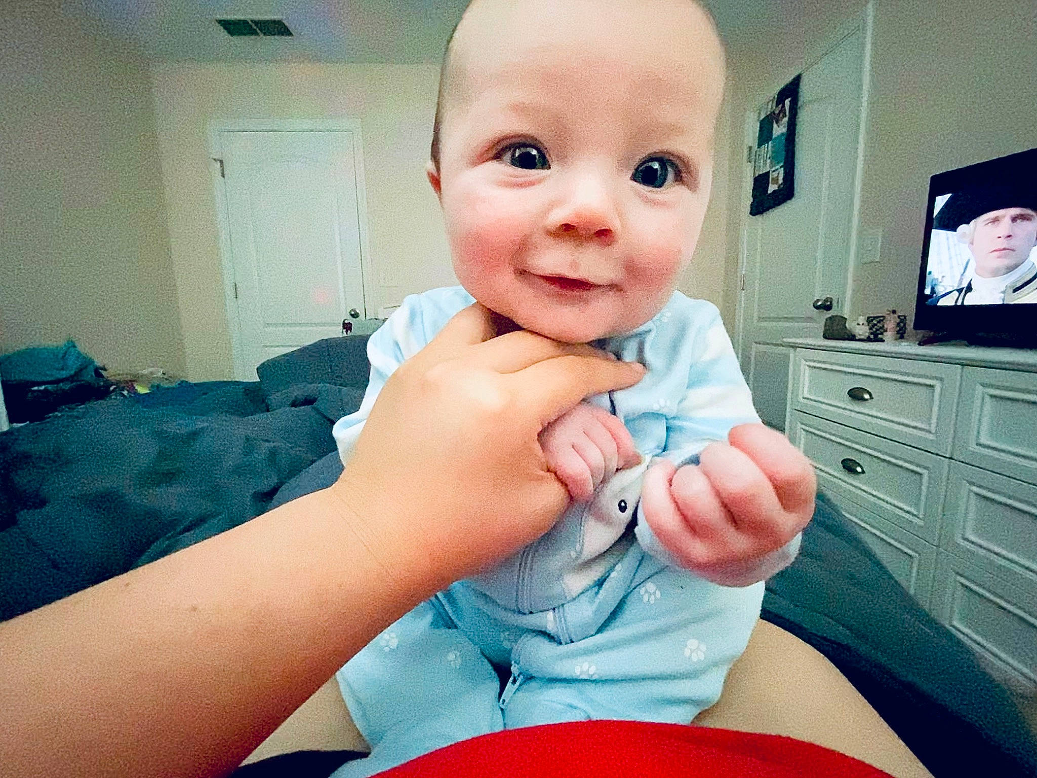 Jaxson joined the competition — help win amazing prizes! arm, baby, cheek, child, eye, face, finger, gesture, hand, head, headwear, leg, lip, mouth, muscle, nose, person, skin, thumb, toddler